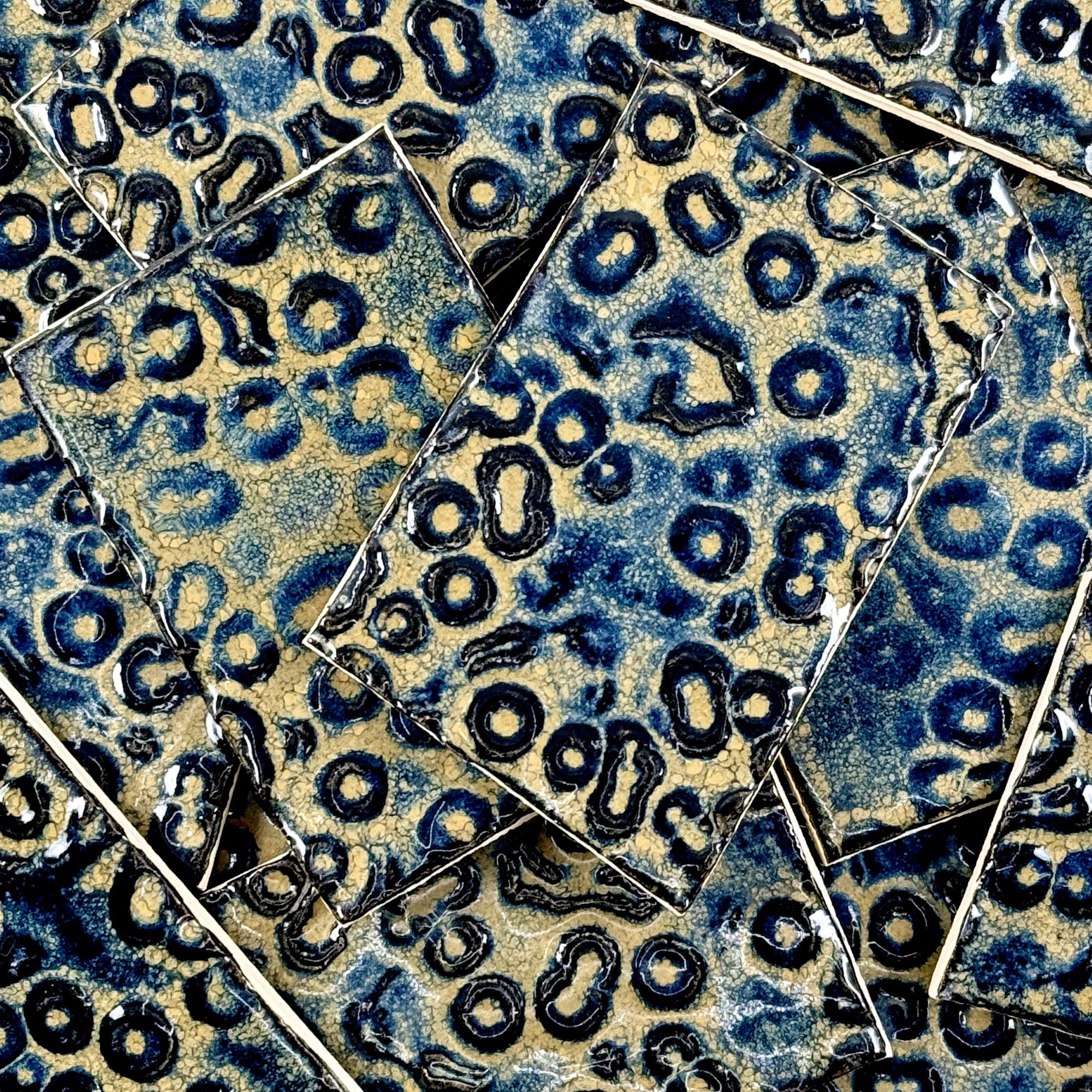 Black & Tan Terrain - 2x3in Handmade Ceramic Tiles