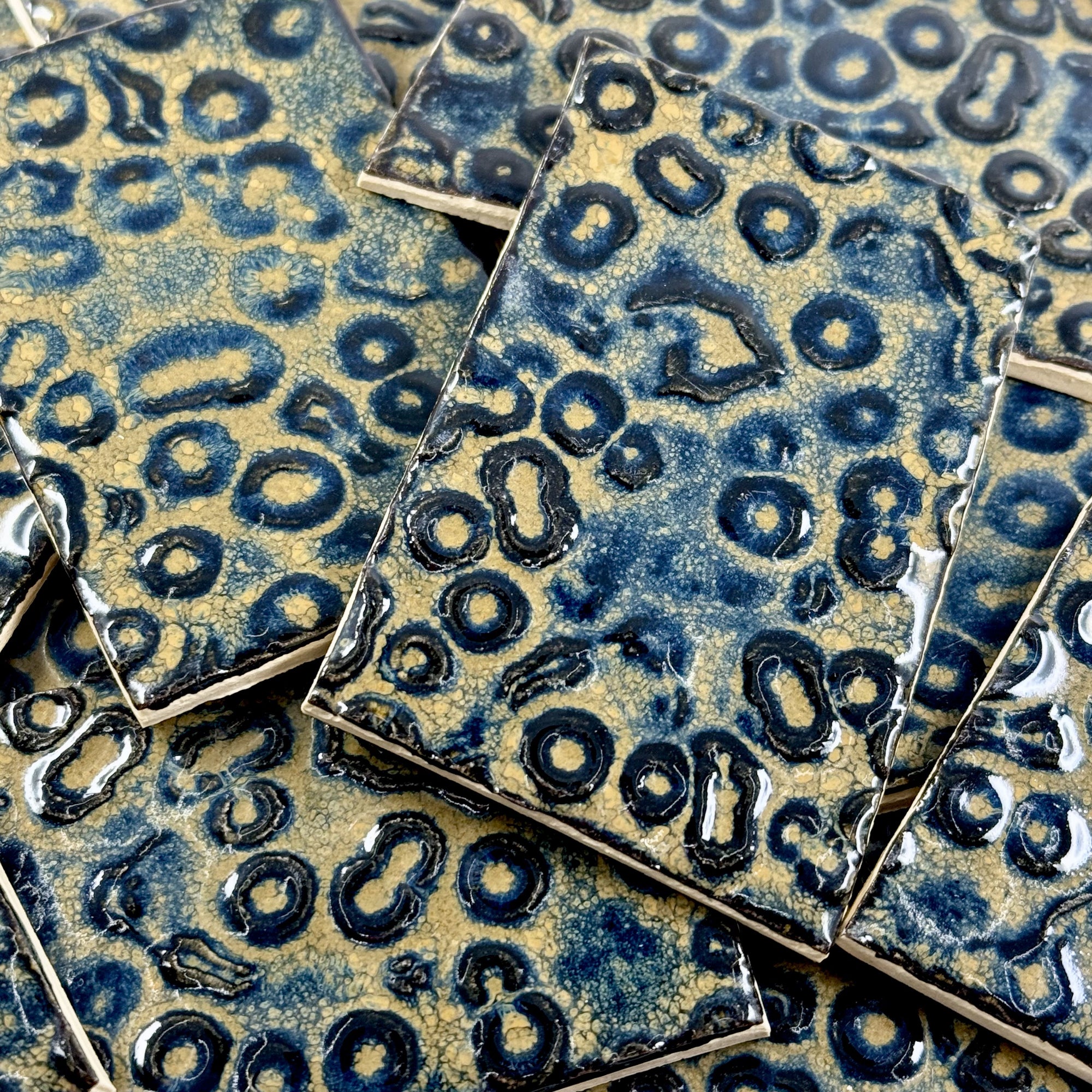 Black & Tan Terrain - 2x3in Handmade Ceramic Tiles