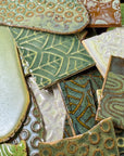 Greens - Handmade Ceramic Tile Scraps
