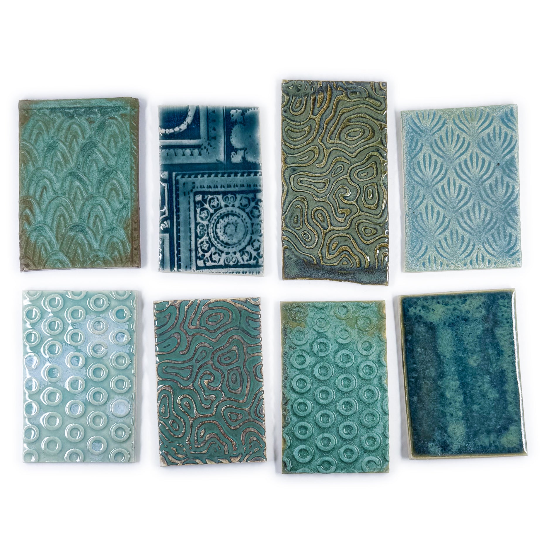 Aqua and Turquoise - Handmade Ceramic Tile Scraps