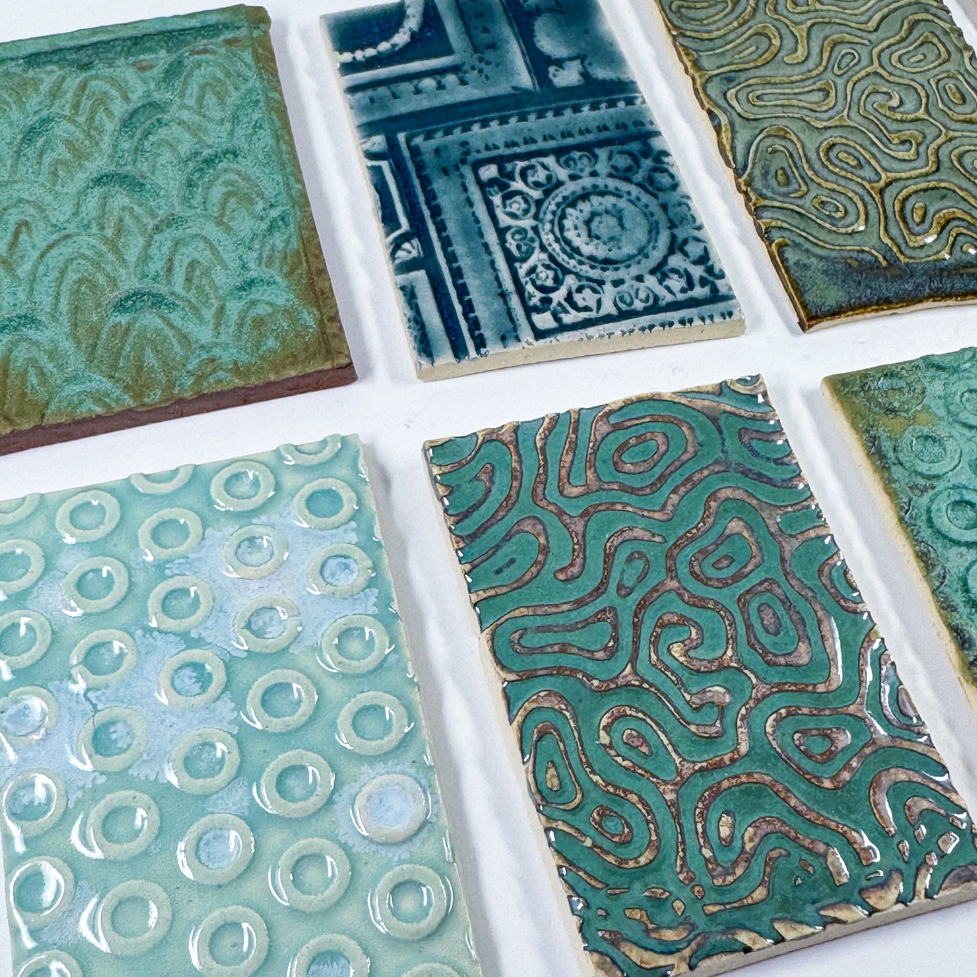 Aqua and Turquoise - Handmade Ceramic Tile Scraps