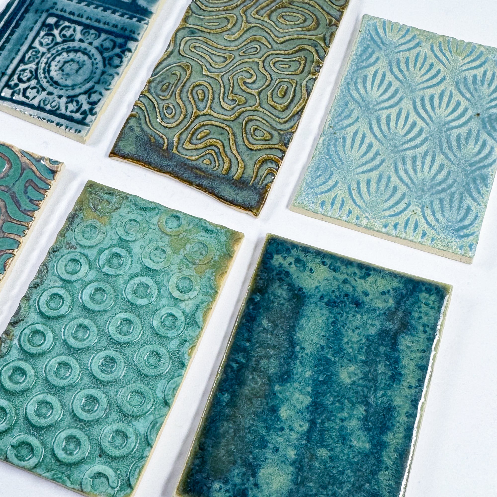 Aqua and Turquoise - Handmade Ceramic Tile Scraps