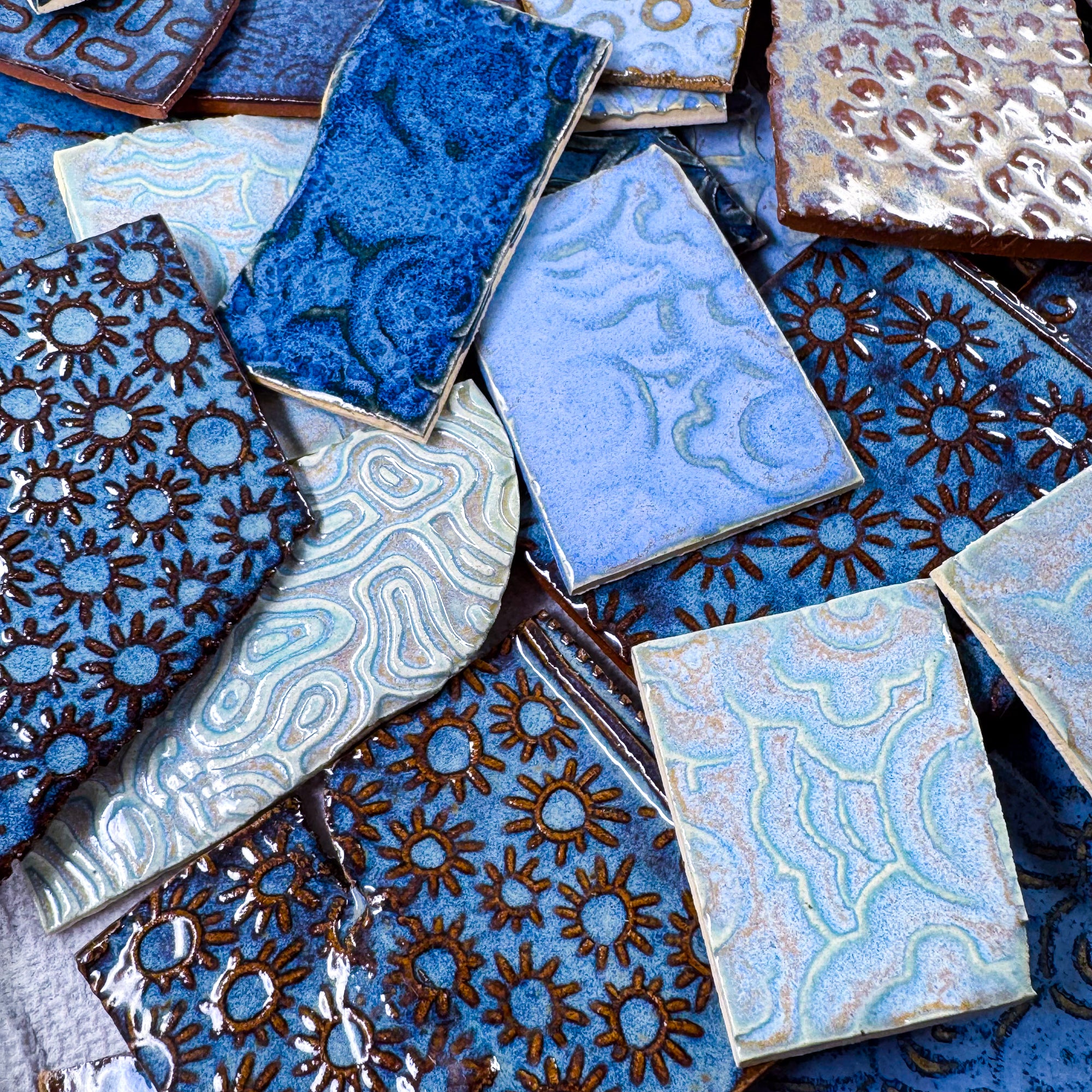 Blues - Handmade Ceramic Tile Scraps