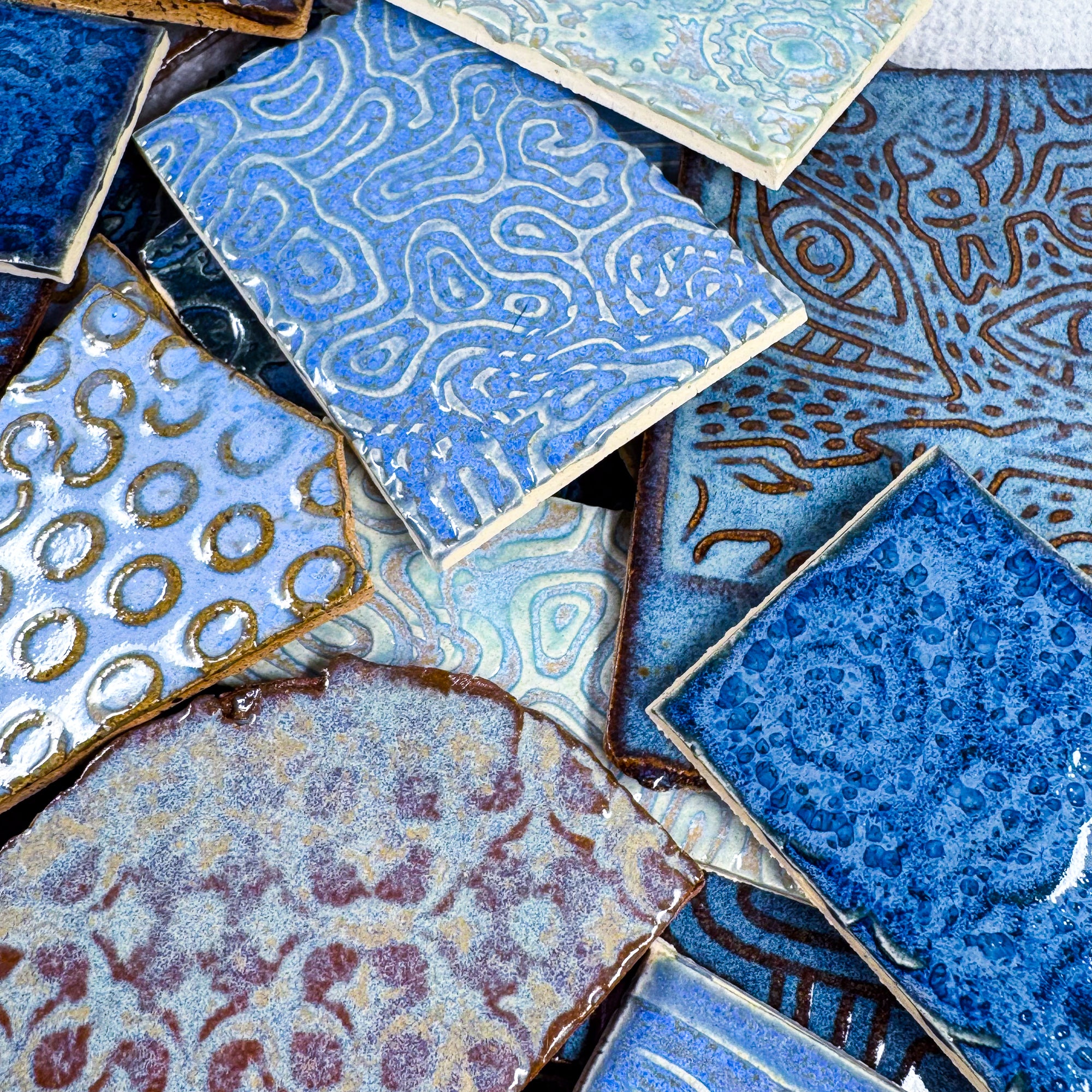 Blues - Handmade Ceramic Tile Scraps