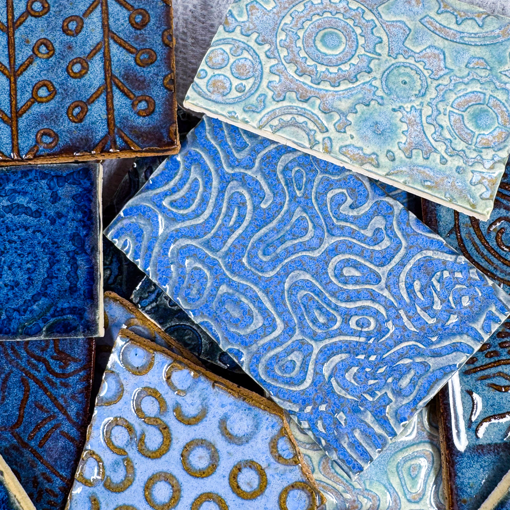 Blues - Handmade Ceramic Tile Scraps