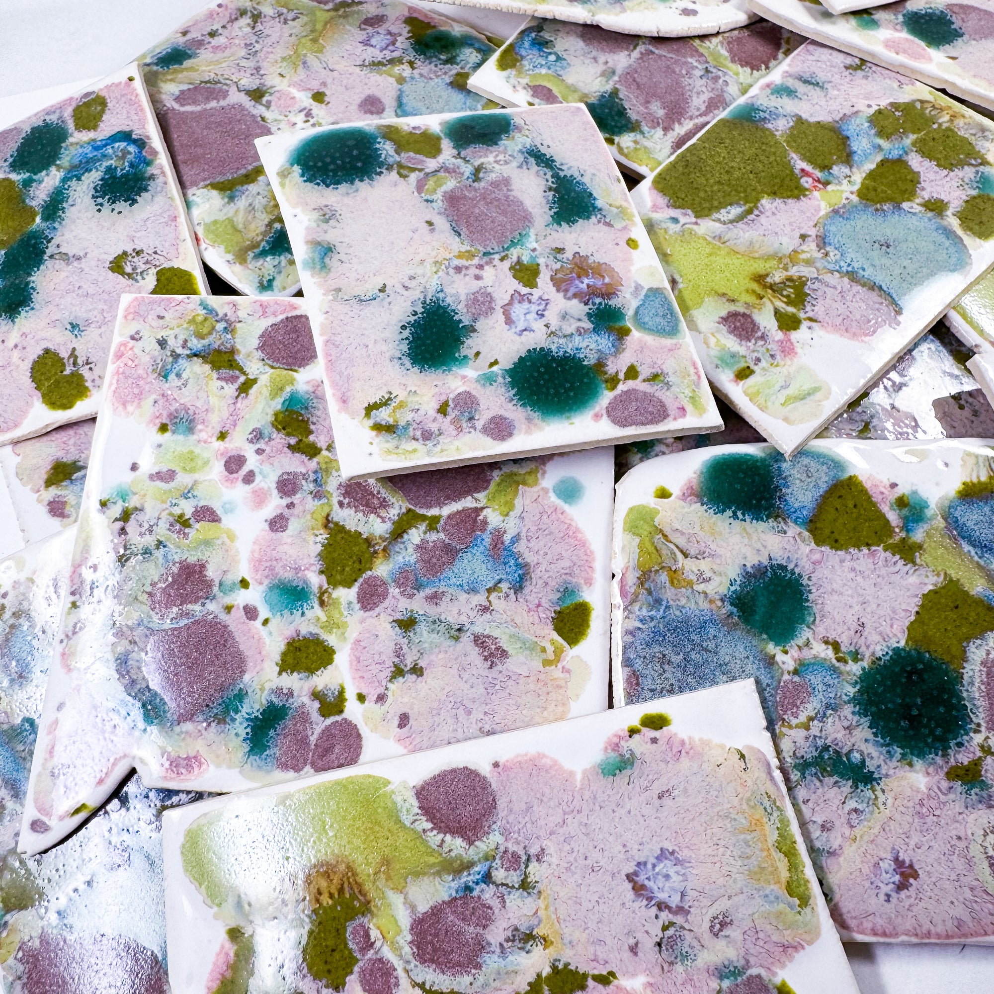 Mystery Glaze Chips - Handmade Ceramic Tile Scraps