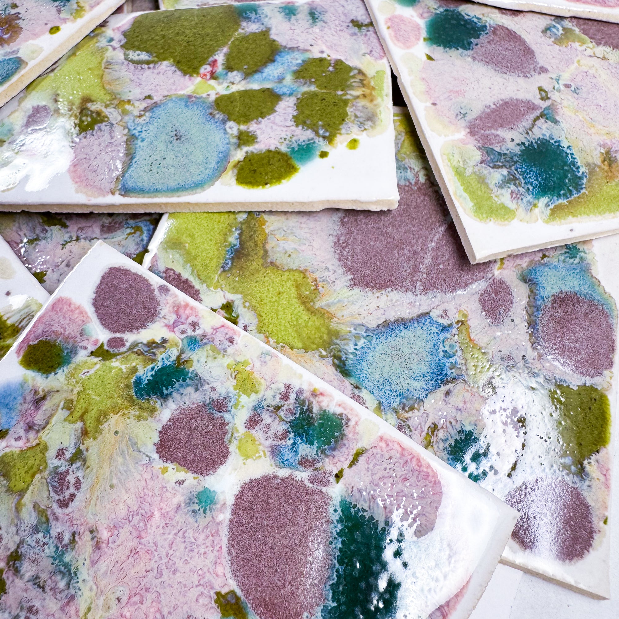Mystery Glaze Chips - Handmade Ceramic Tile Scraps