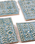 Aqua Scandinavian Design- 2x3in Handmade Ceramic Tiles
