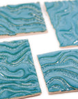Teal Waves- 2x3in Handmade Ceramic Tiles
