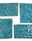 Teal Waves- 2x3in Handmade Ceramic Tiles