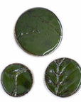 Pine Green Leaf Imprints - Handmade Ceramic tiles