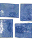 Iridescent Blue Starburst - 2x3in Handmade Ceramic Tiles