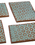 Aqua Circle Os - 2x3in Handmade Ceramic Tiles