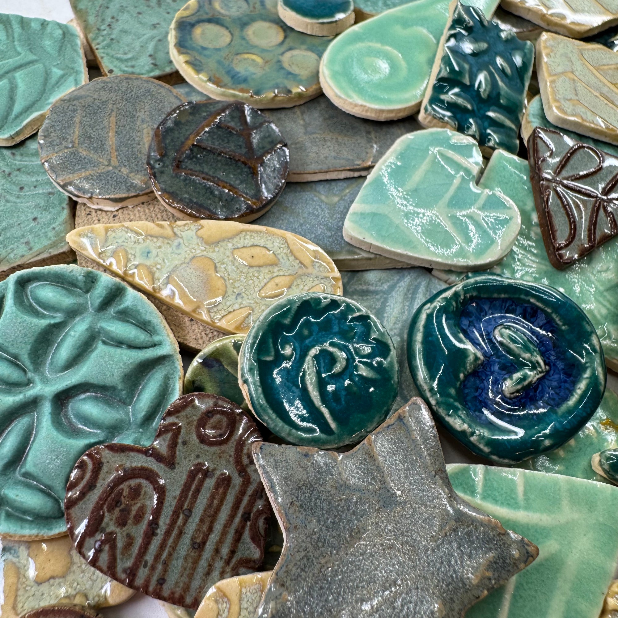 Aqua Grab Bag - Handmade Ceramic tiles