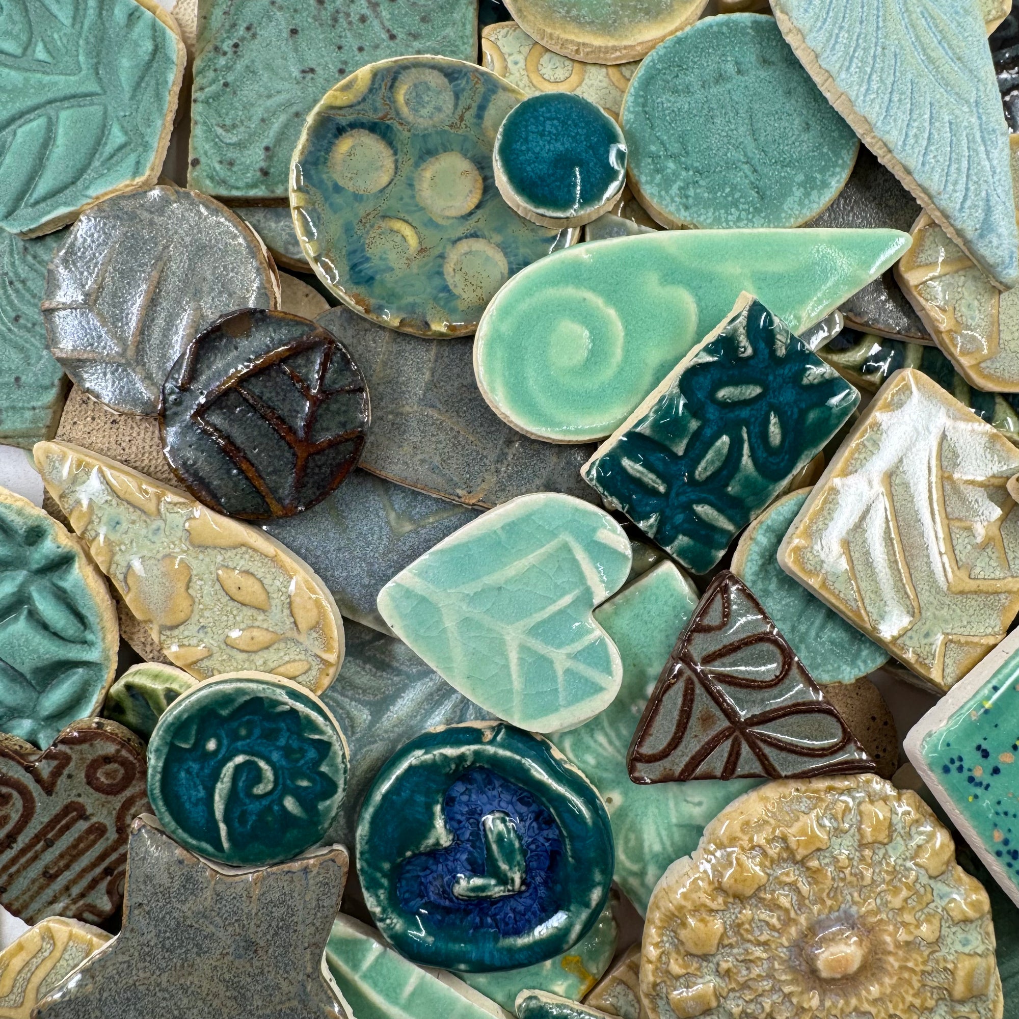 Aqua Grab Bag - Handmade Ceramic tiles
