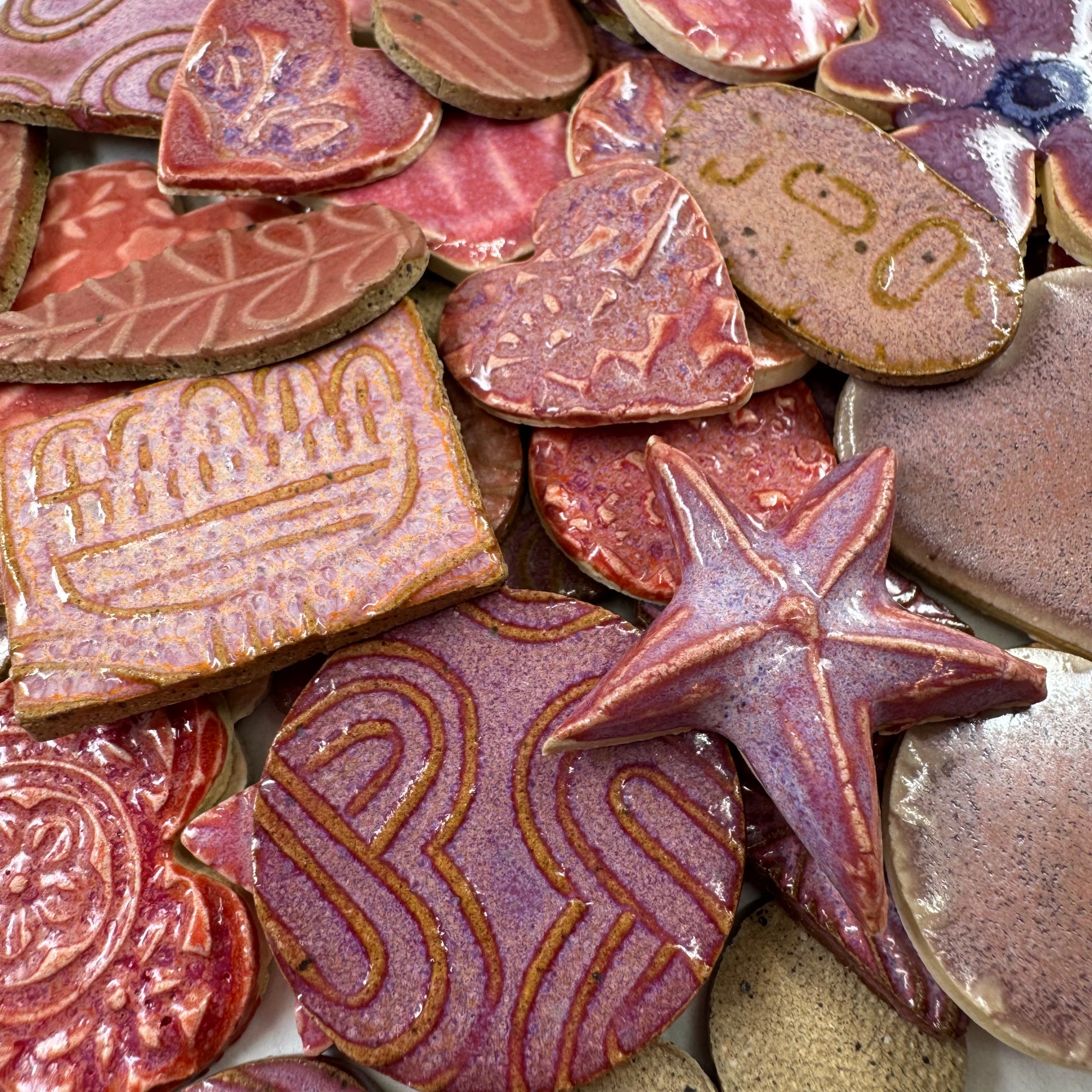 Pink Grab Bag - Handmade Ceramic tiles