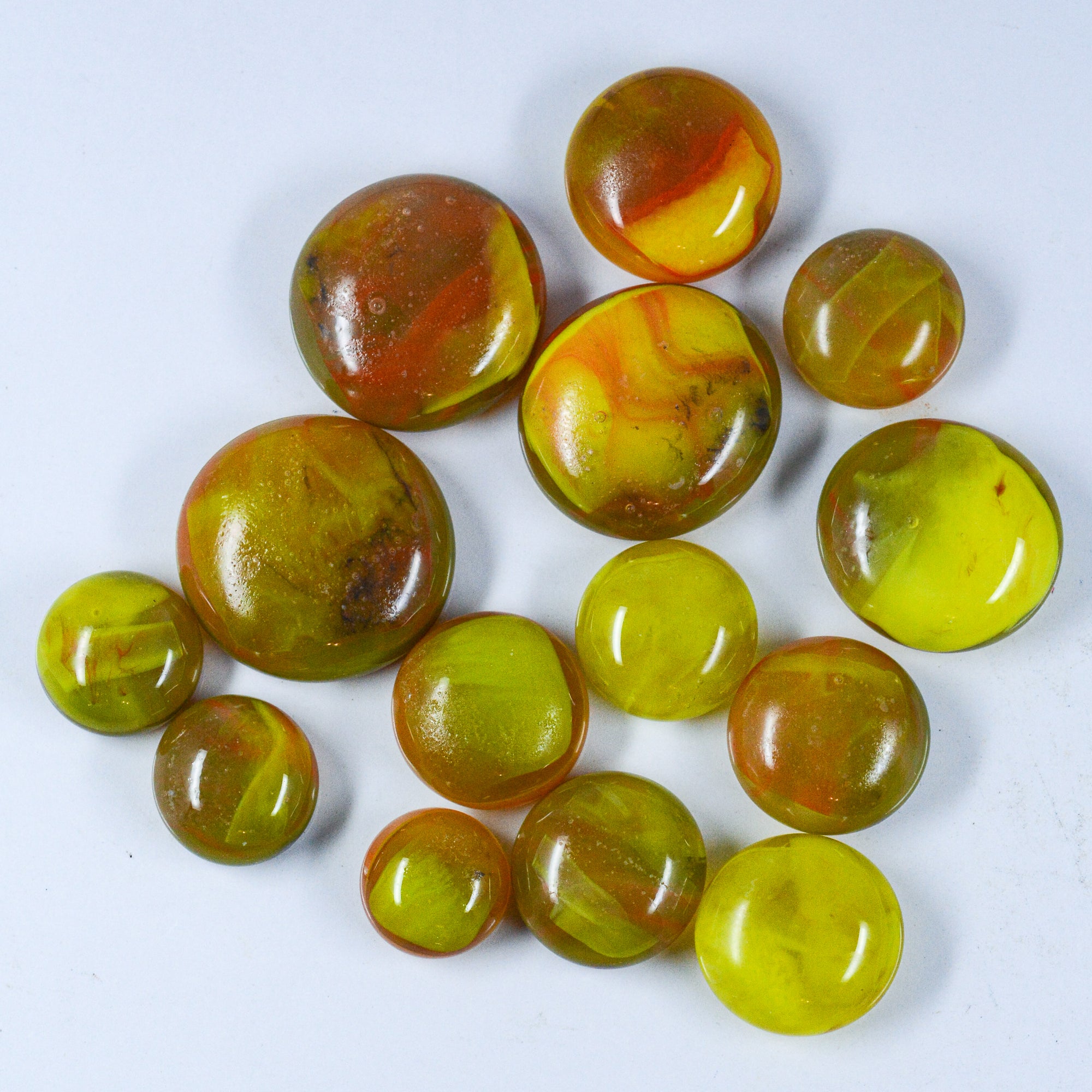Fancy Frit Balls - Olive Green and Yellow