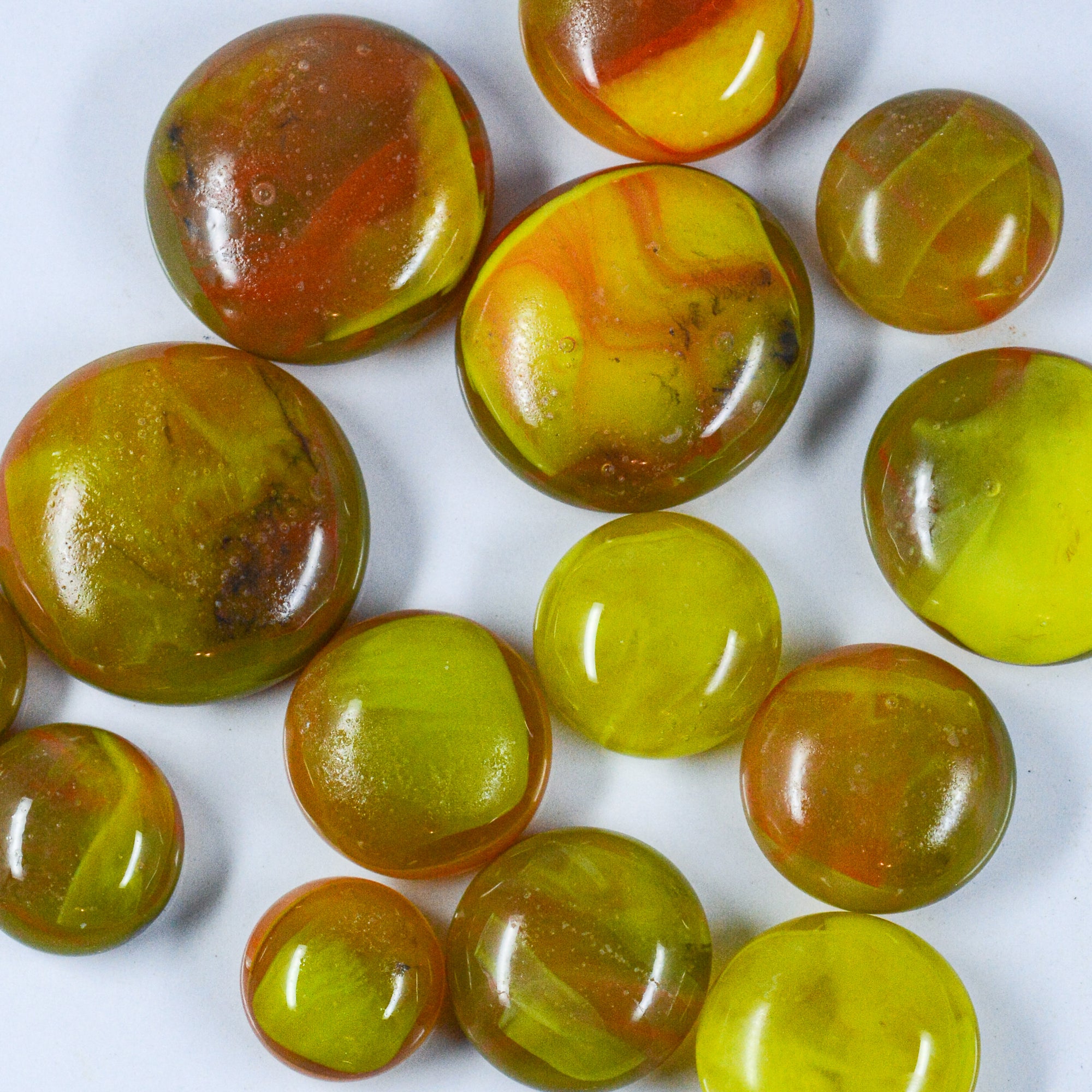 Fancy Frit Balls - Olive Green and Yellow