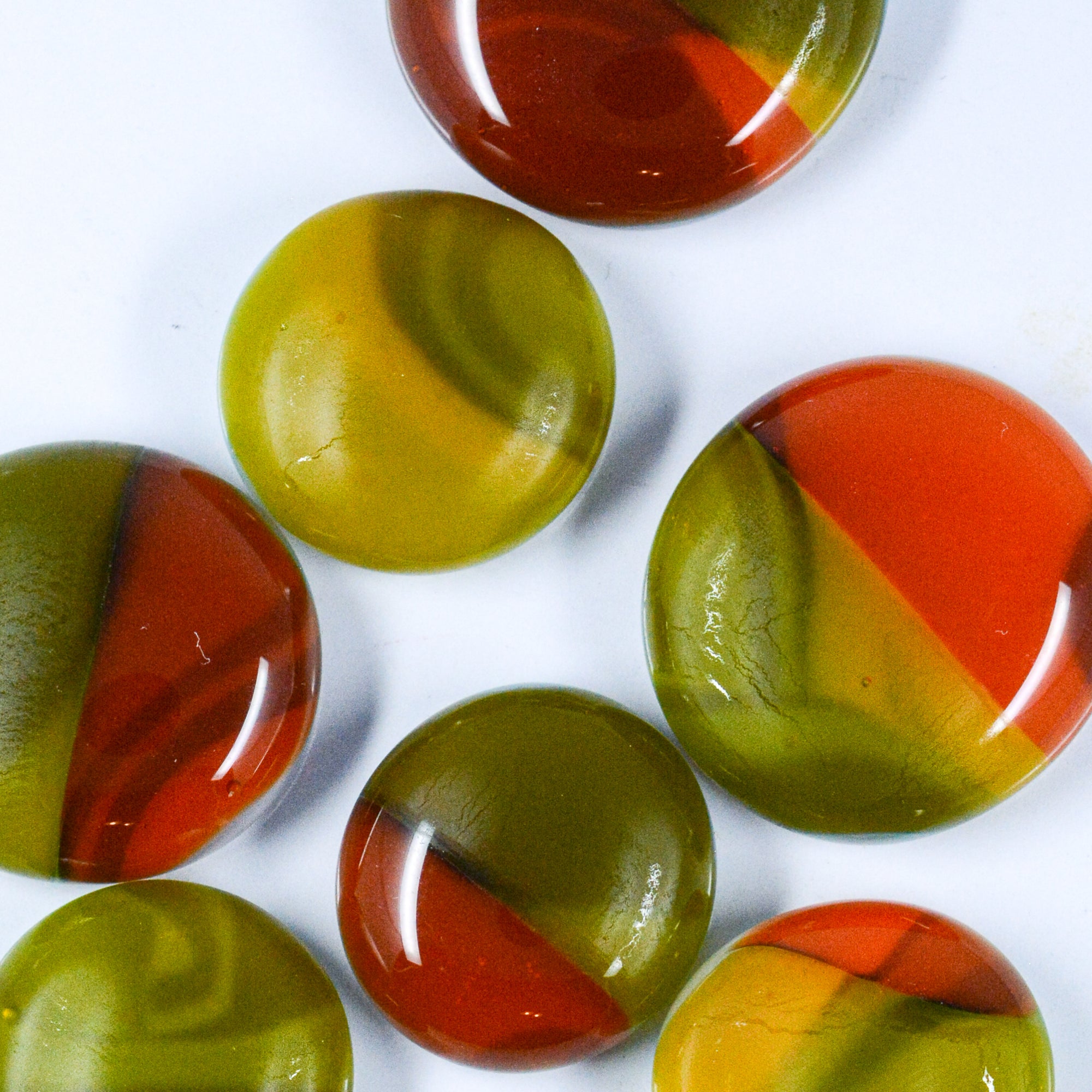Fancy Frit Balls - Olive Green, Orange & Yellow