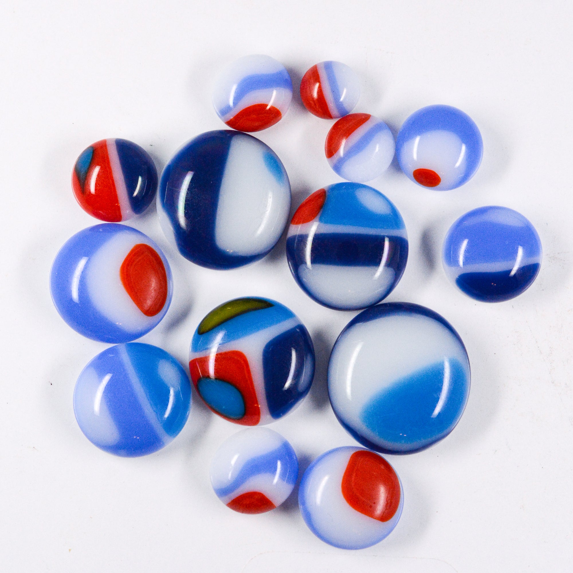 Fancy Frit Balls - Aqua, Navy, Periwinkle & Red