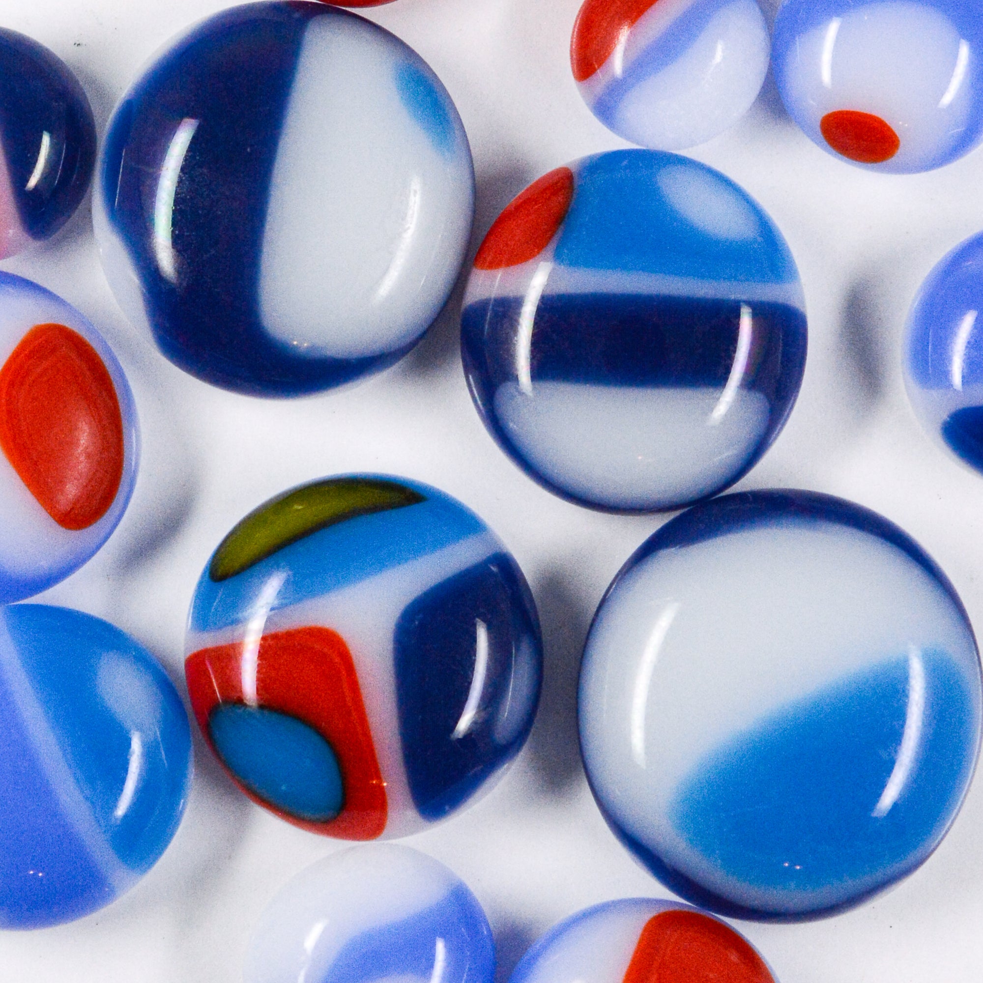 Fancy Frit Balls - Aqua, Navy, Periwinkle & Red