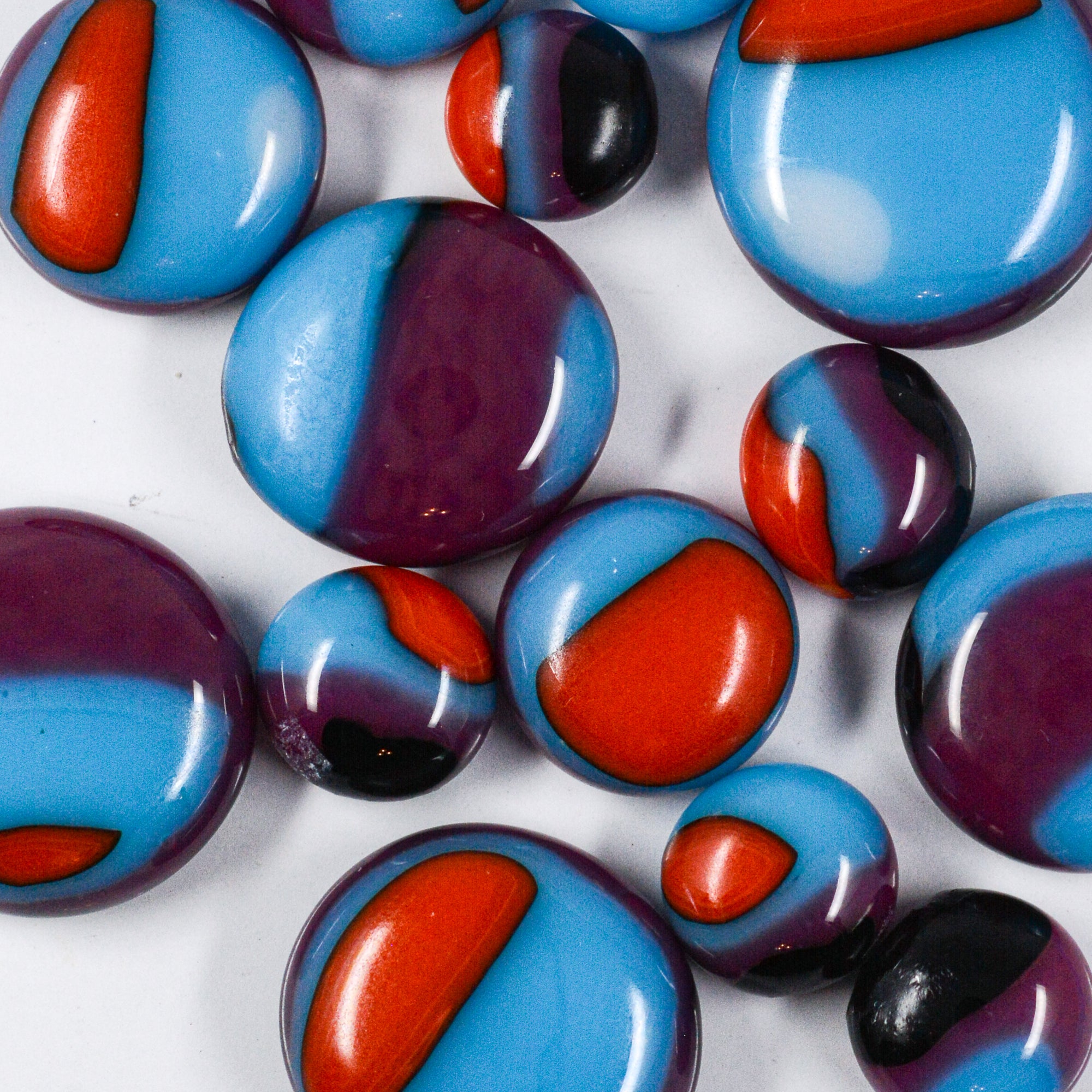 Fancy Frit Balls - Aqua blue, Purple, Red and Black