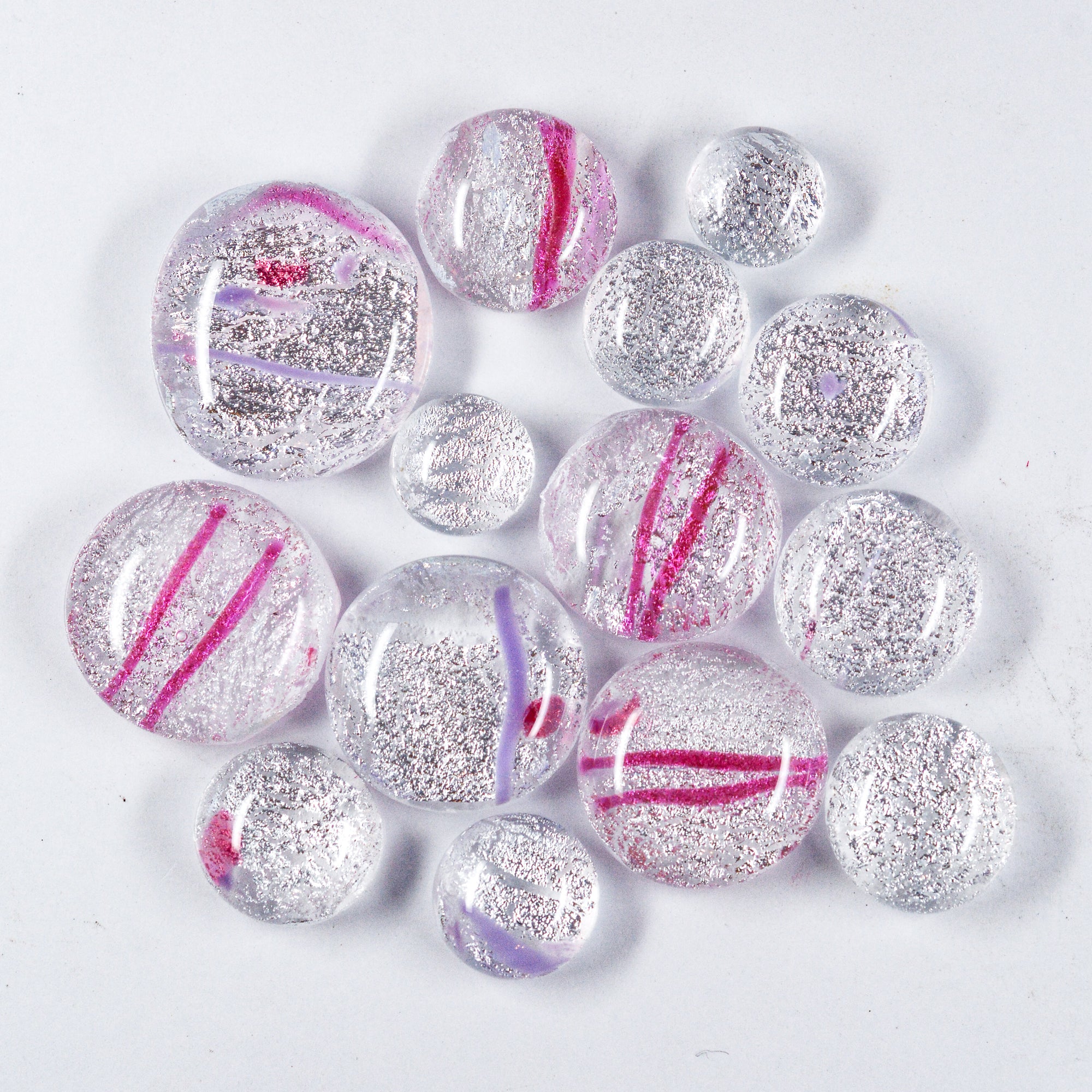 Dichroic Frit Balls - Silver with Pink and Violet
