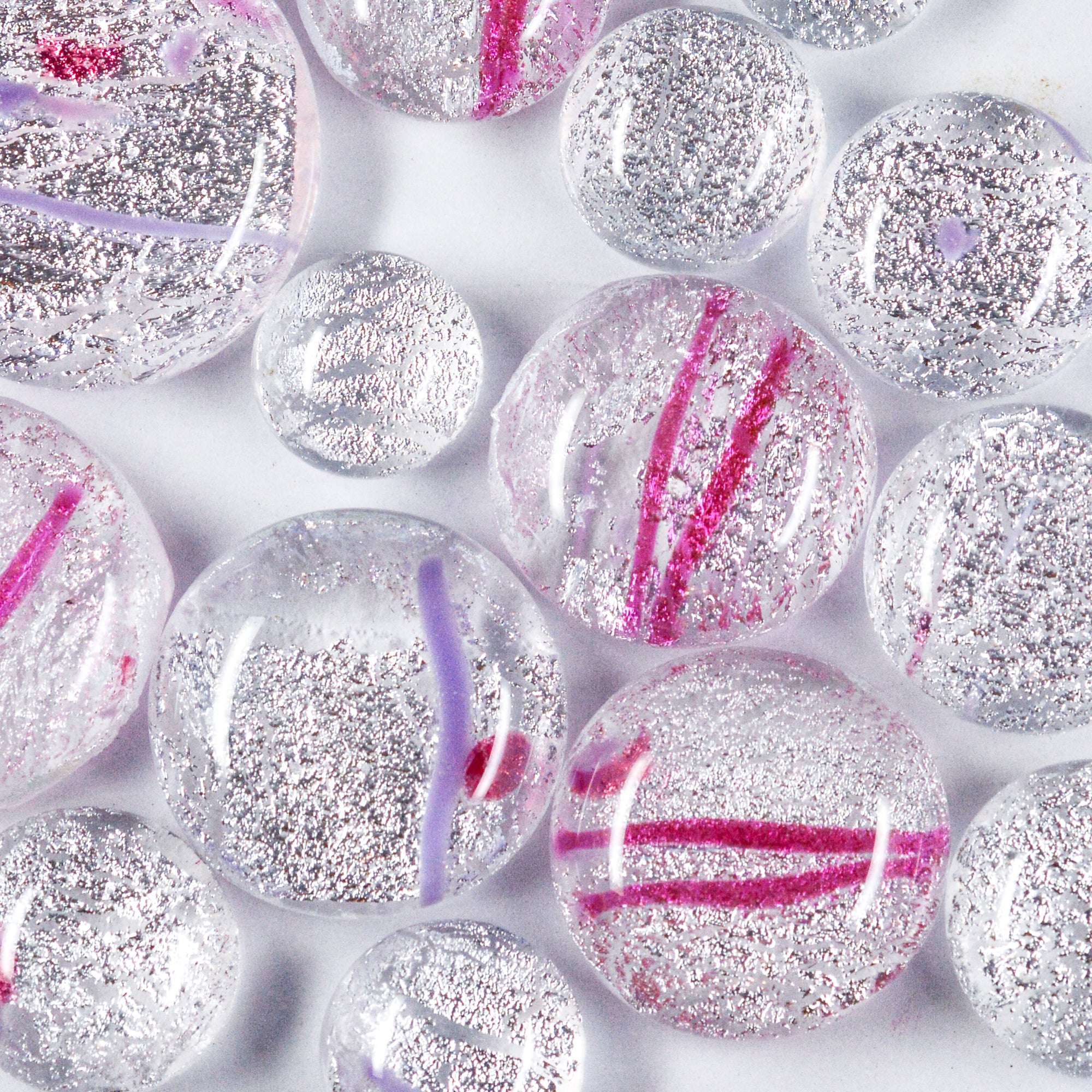 Dichroic Frit Balls - Silver with Pink and Violet