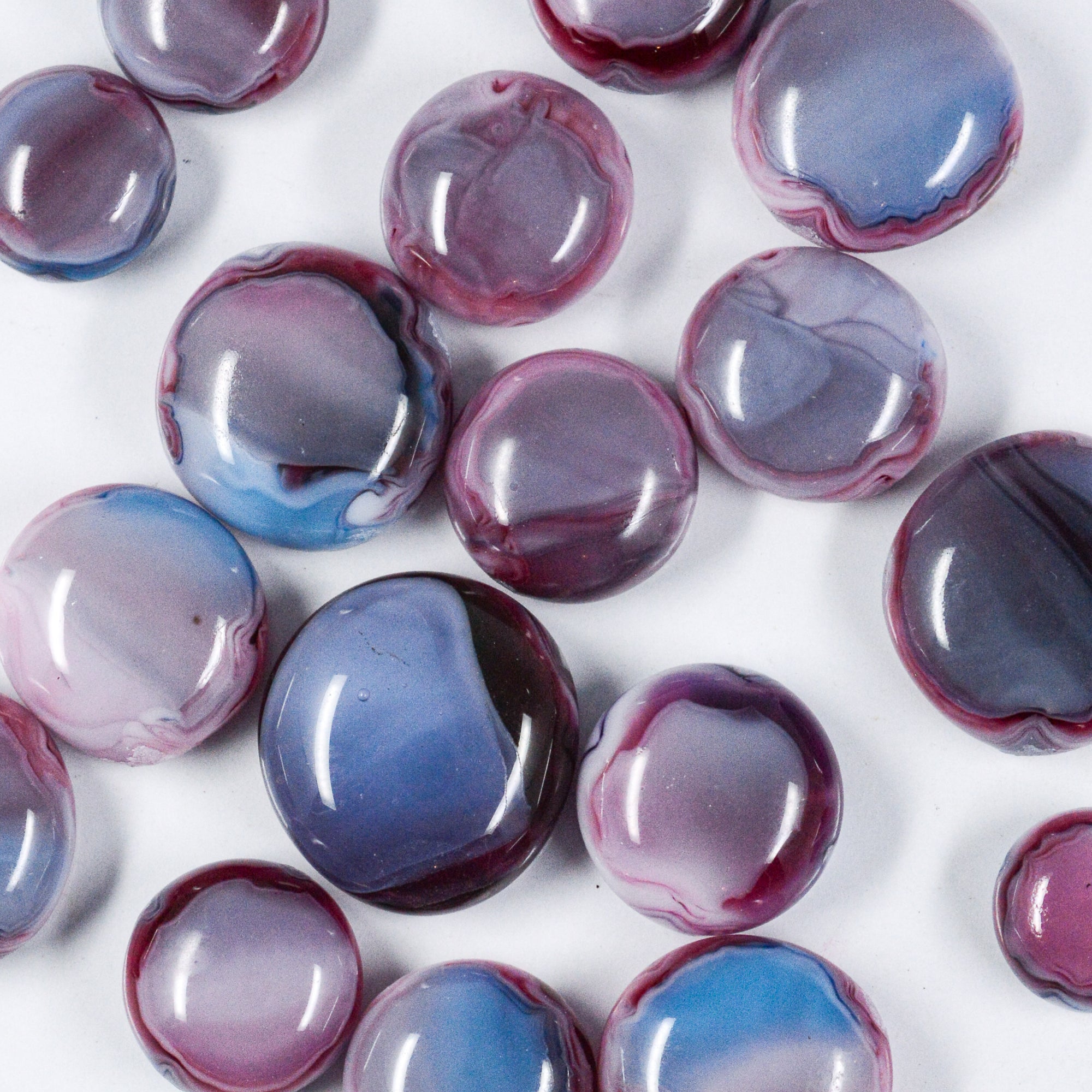 Frit Balls - Cranberry Pink, Azure Blue & White Streakie