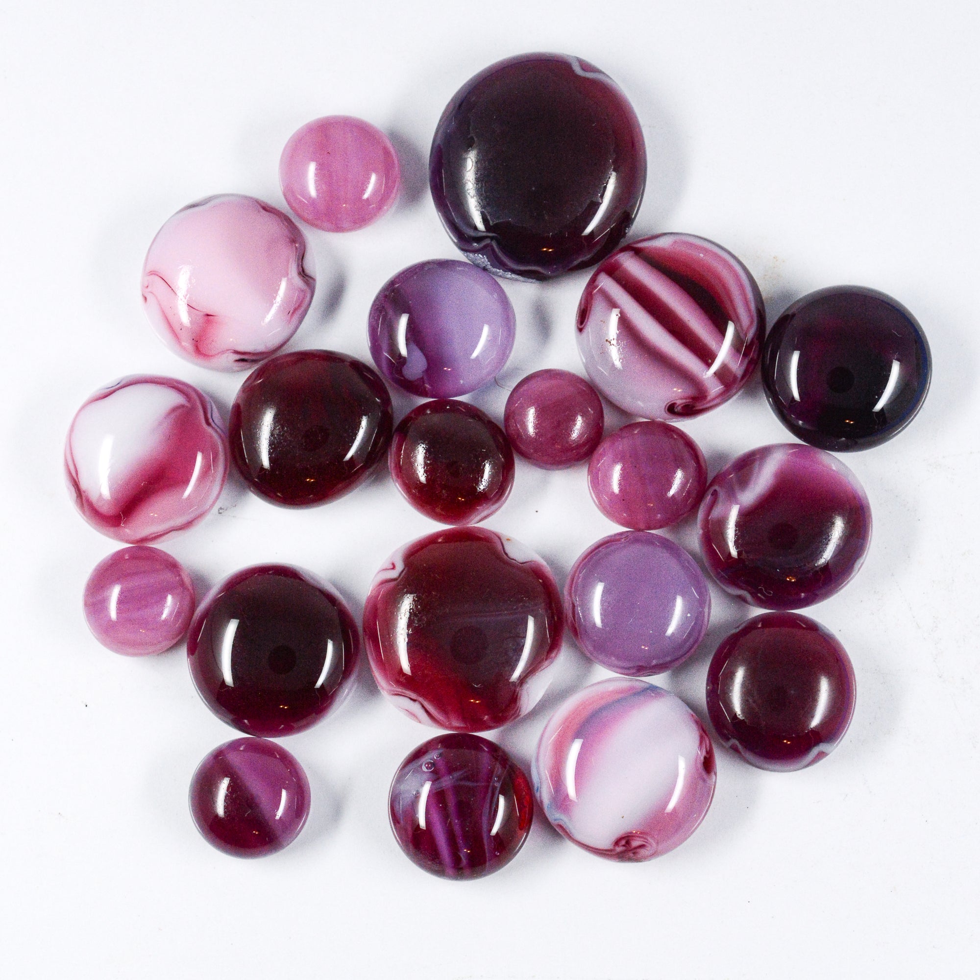 Frit Balls - Cranberry Pink & White Streakie