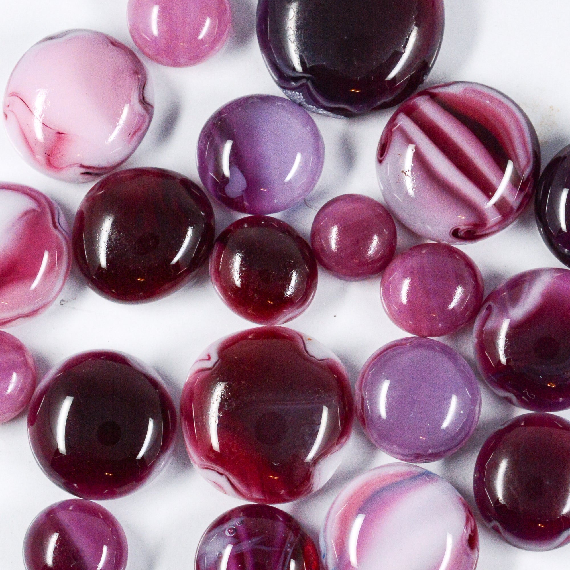 Frit Balls - Cranberry Pink & White Streakie