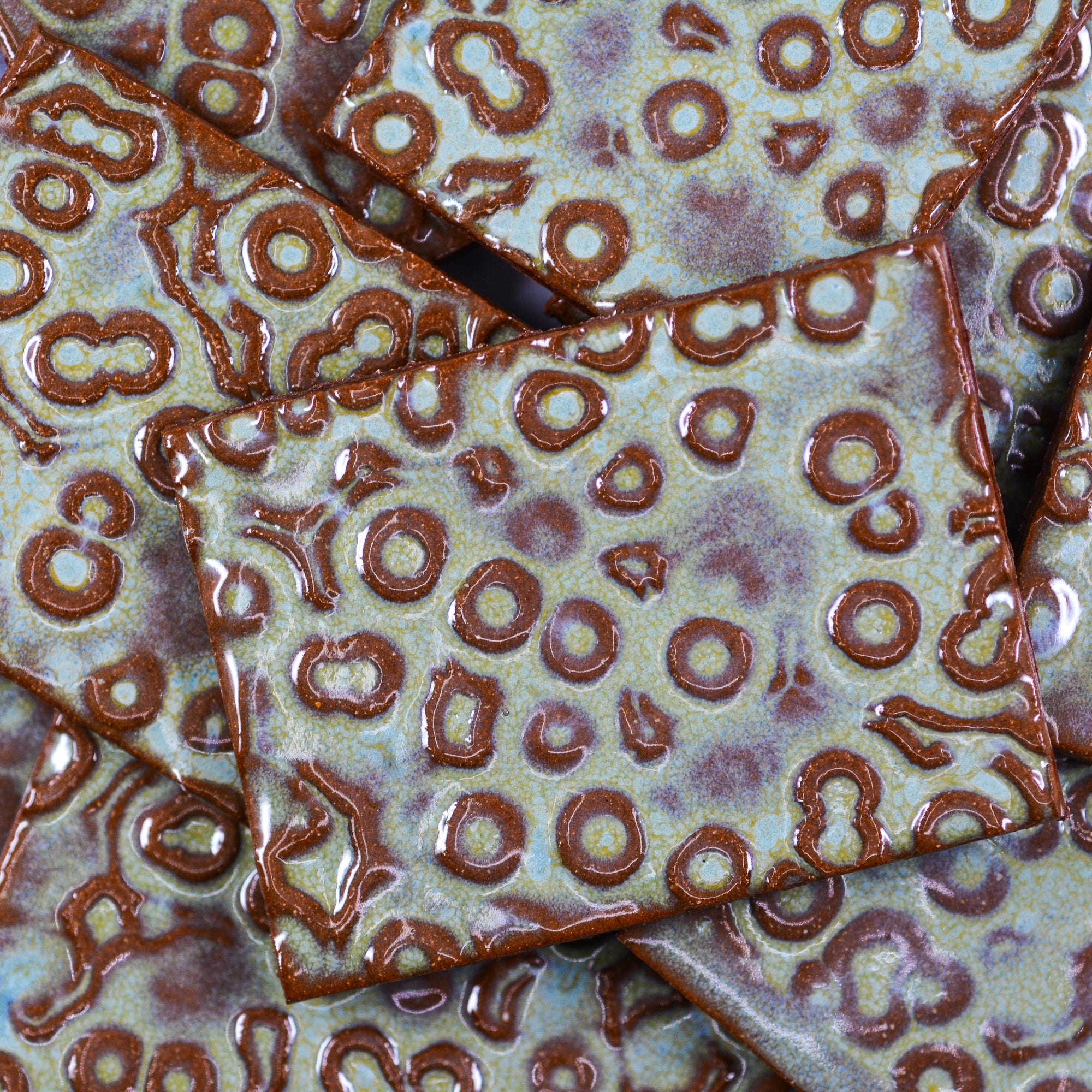 Light Green Terrain - 2x3in Handmade Ceramic Tiles