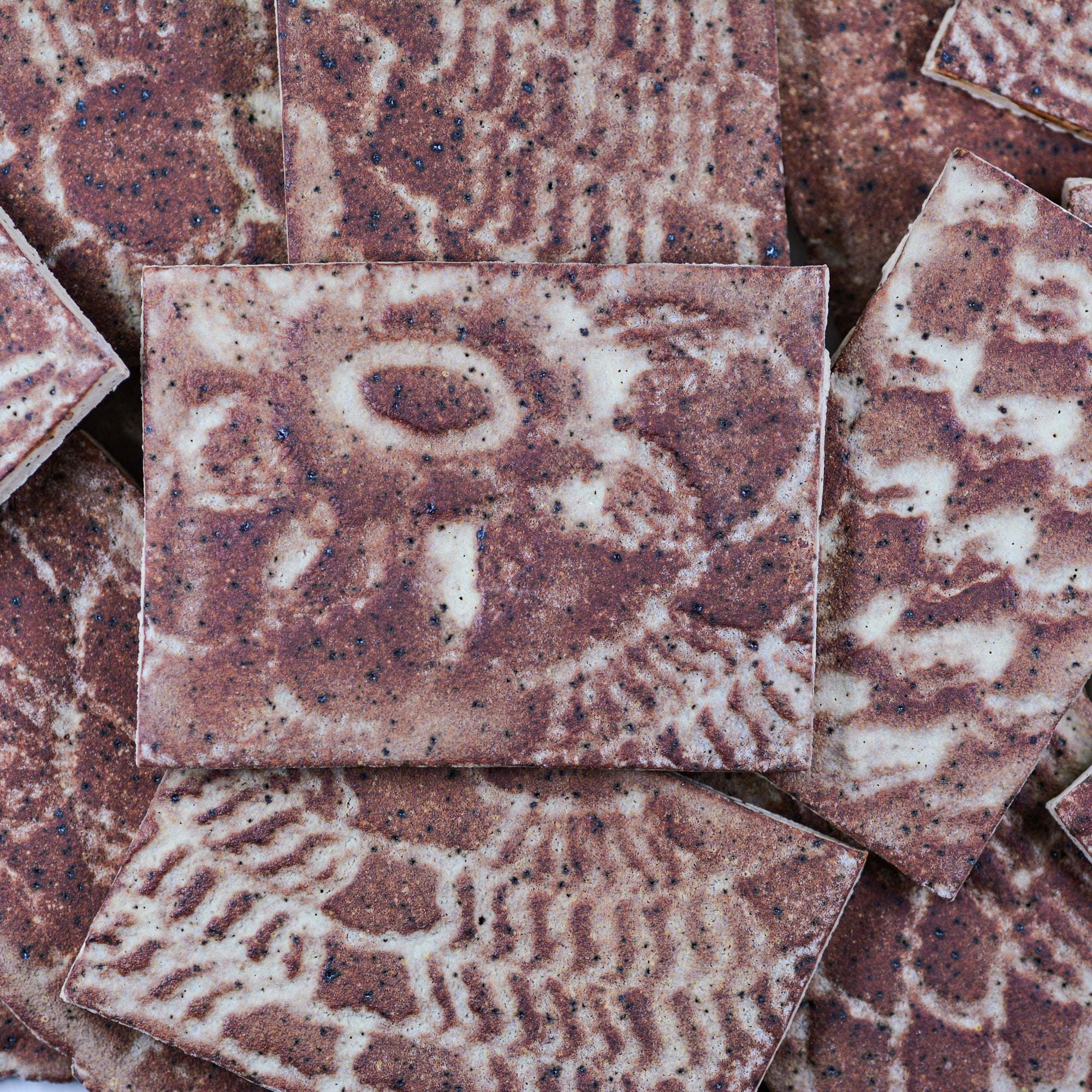 Brown & Cream Lace - 2x3in Handmade Ceramic Tiles
