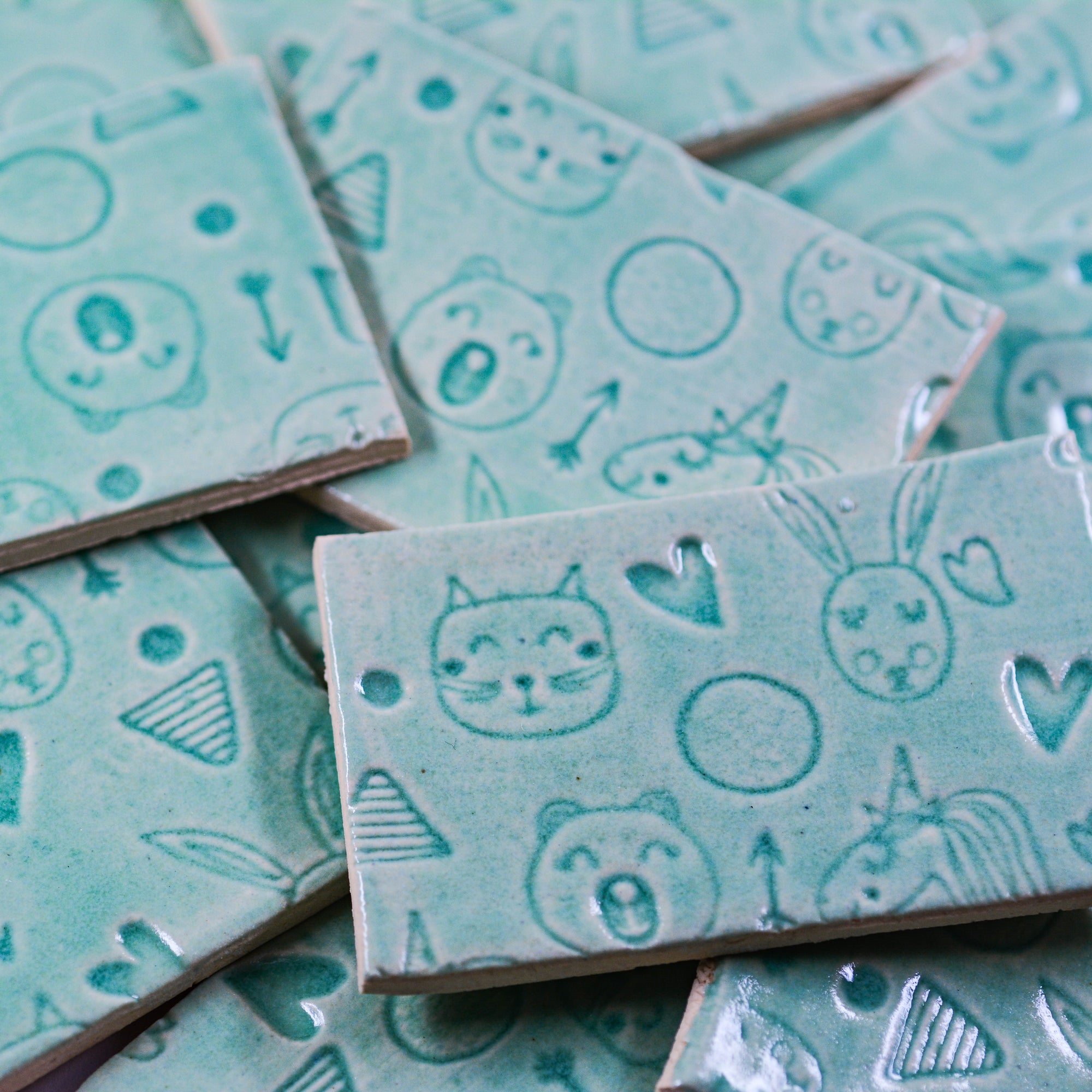 Bunnies, Kitties & Unicorns - OH MY - 2x3in Handmade Ceramic Tiles