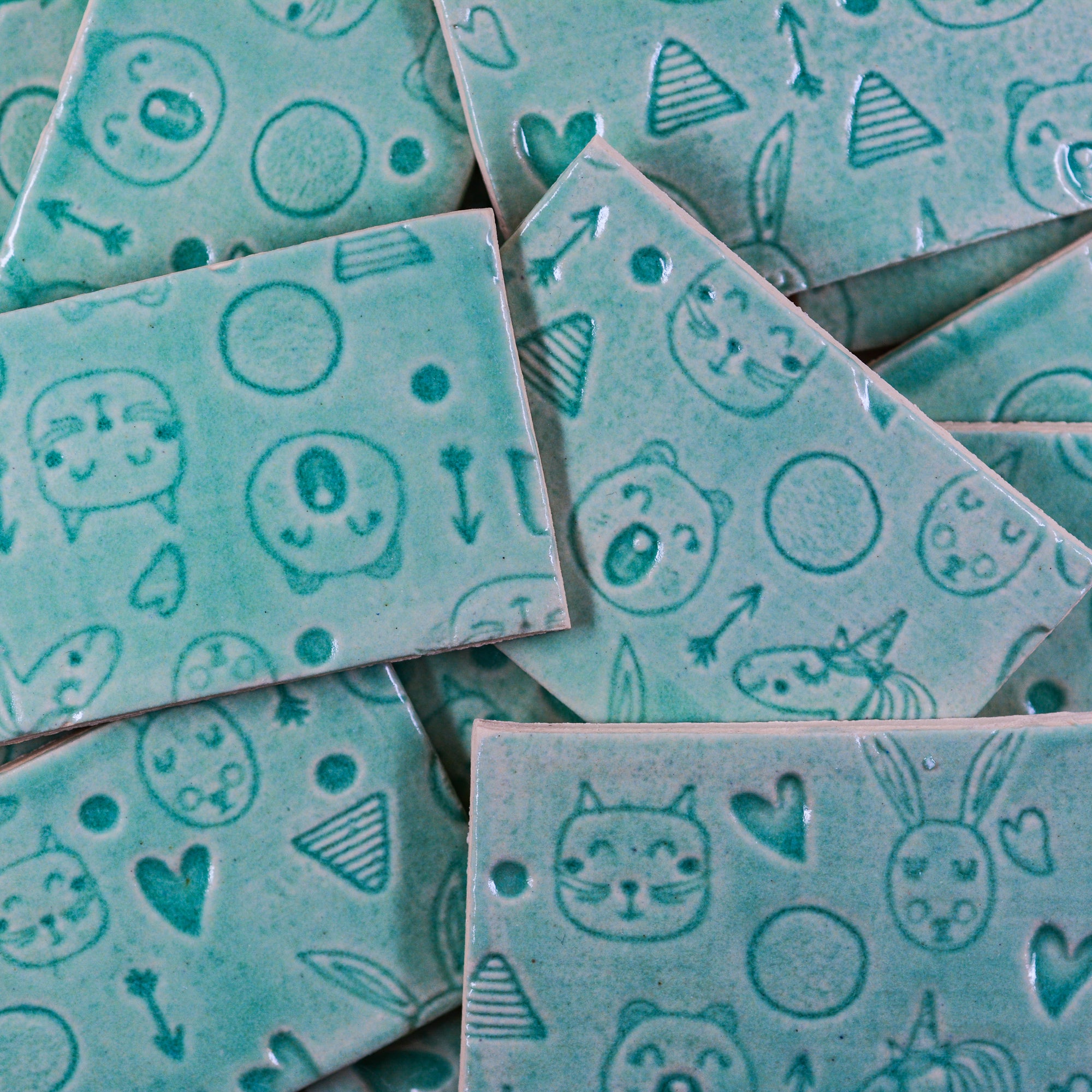 Bunnies, Kitties & Unicorns - OH MY - 2x3in Handmade Ceramic Tiles