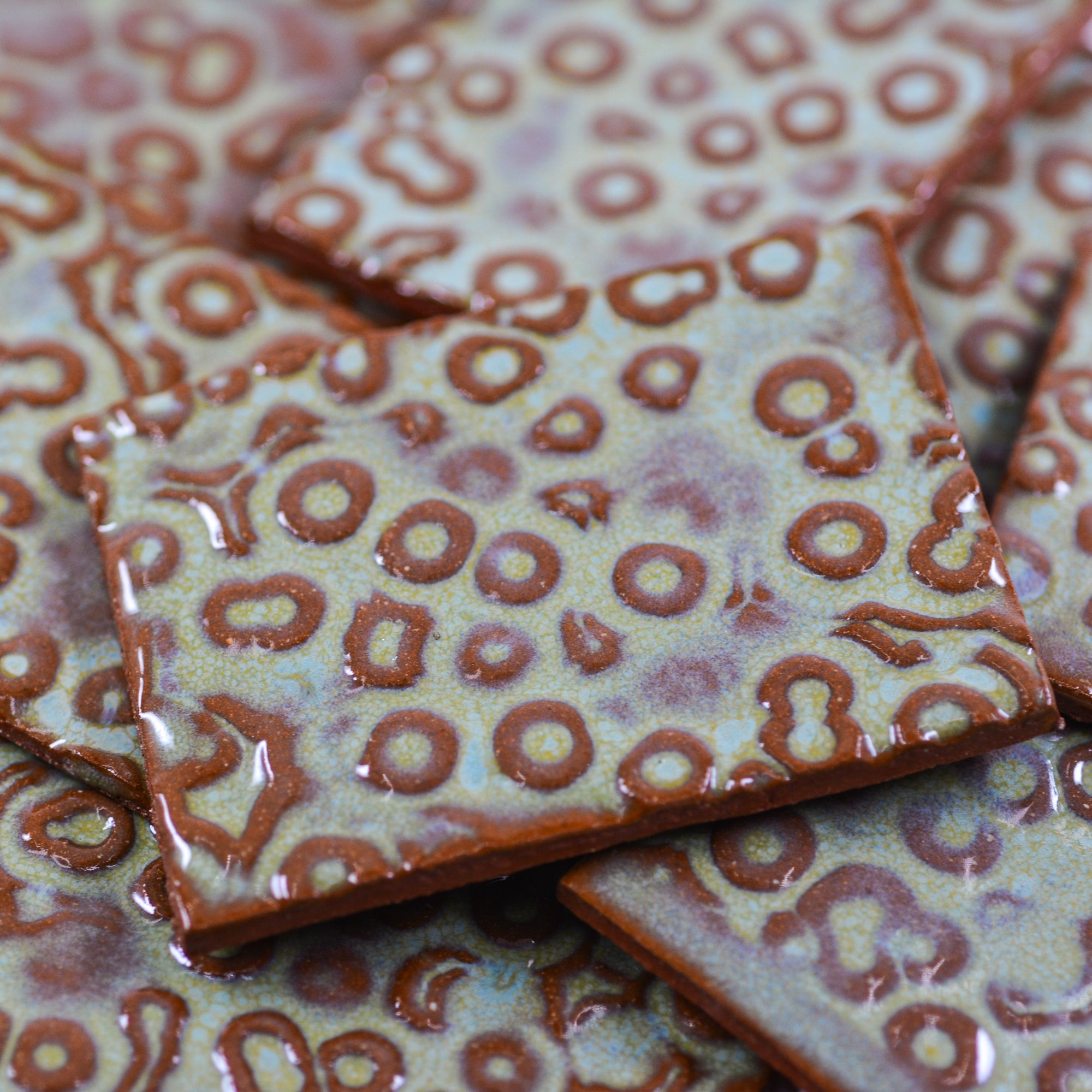 Light Green Terrain - 2x3in Handmade Ceramic Tiles