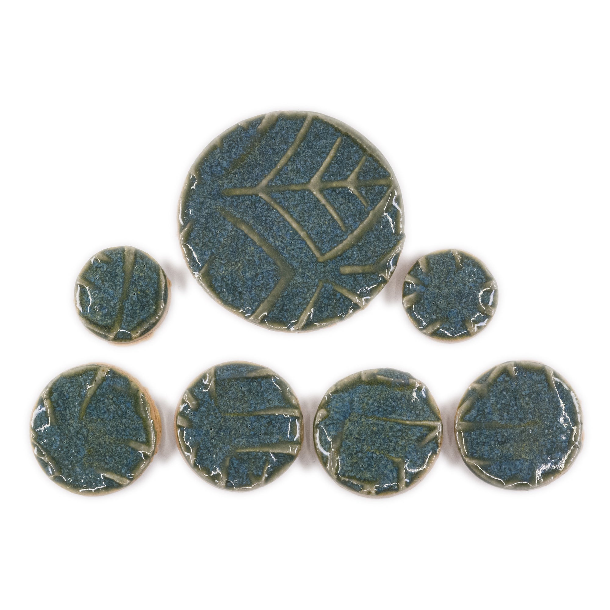 Blue Grey Circles- Handmade Ceramic tiles