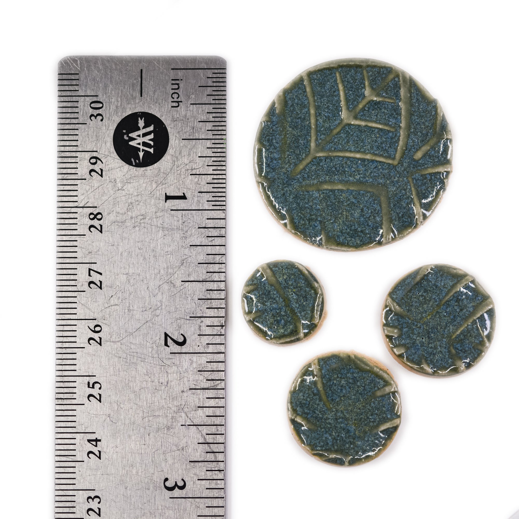 Blue Grey Circles- Handmade Ceramic tiles
