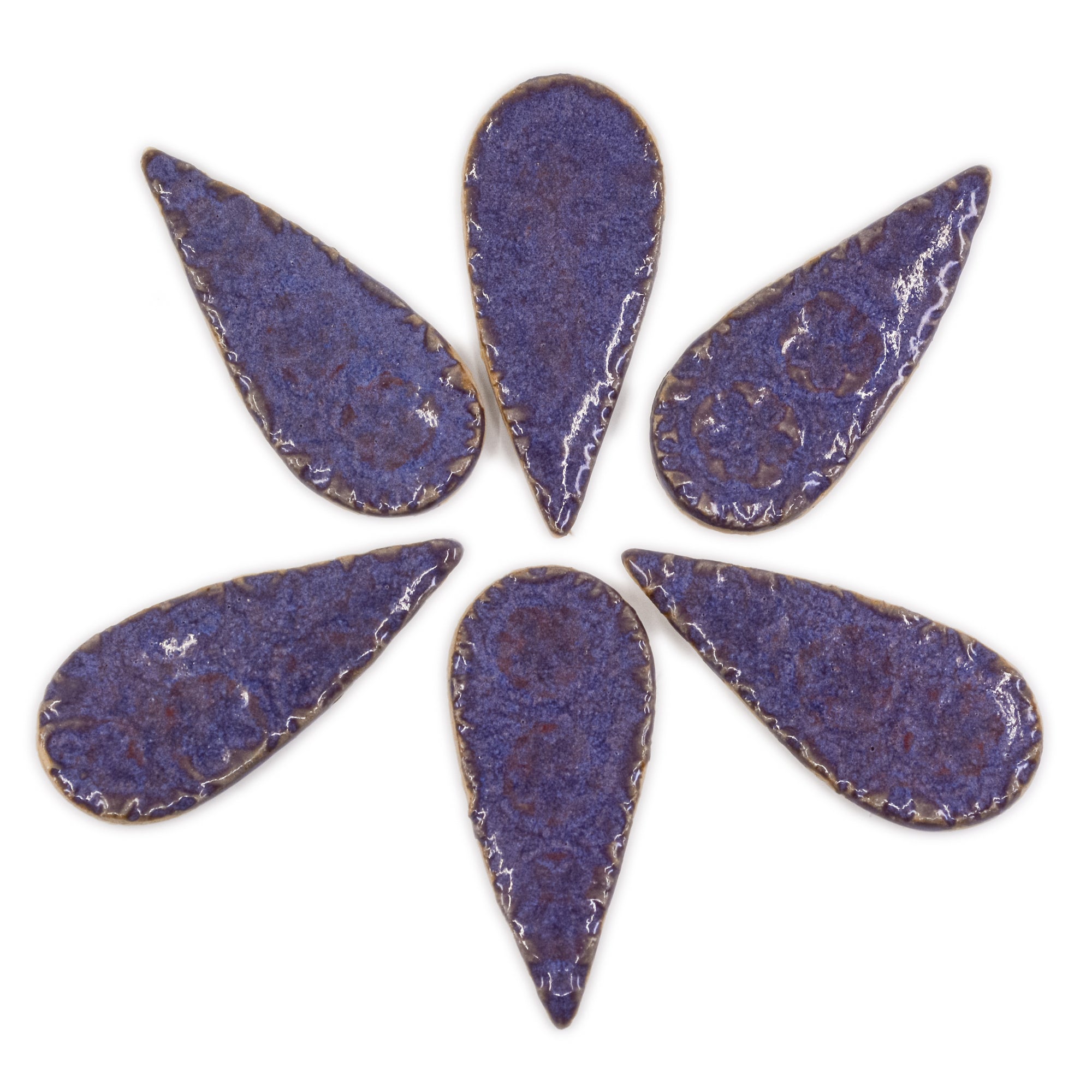 Purple 48mm Tear Drops - Handmade Ceramic tiles