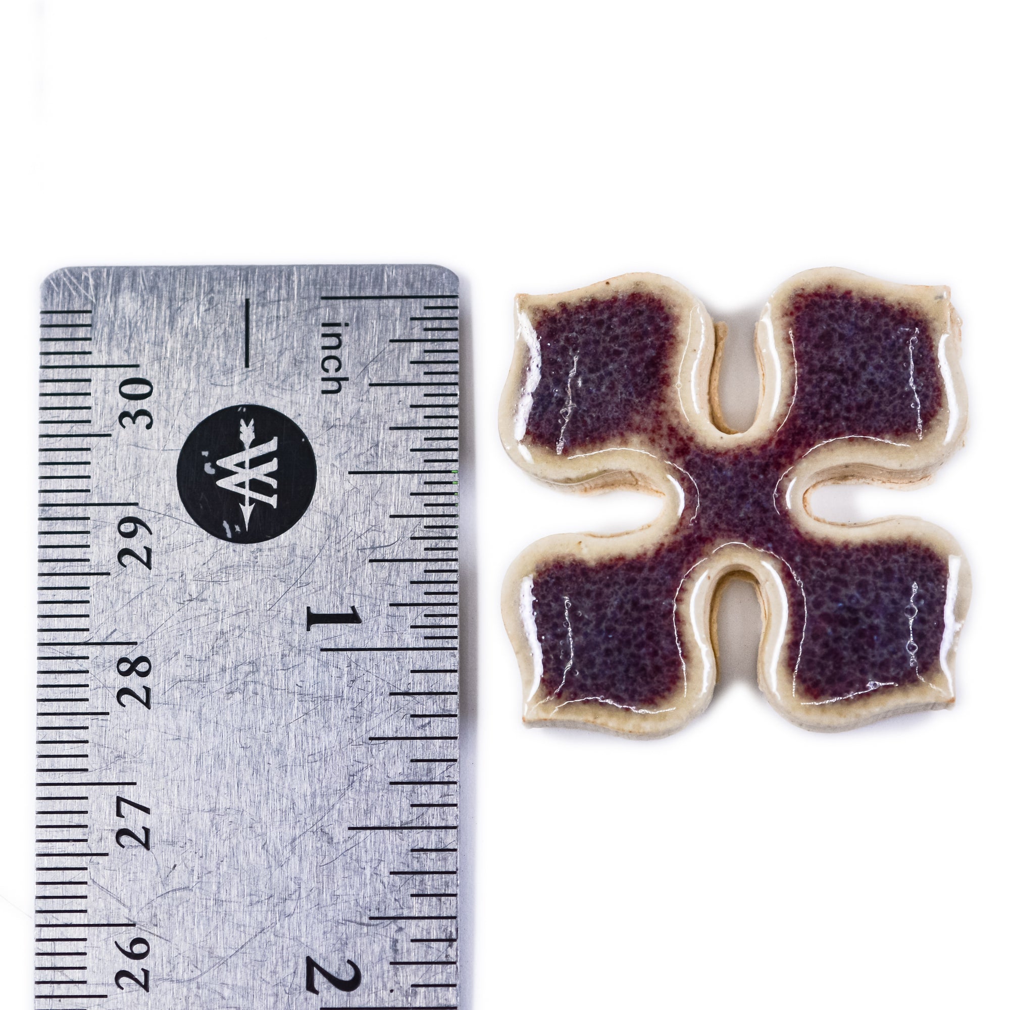 Dark Burgundy and Cream Pinwheel - Handmade Ceramic tiles