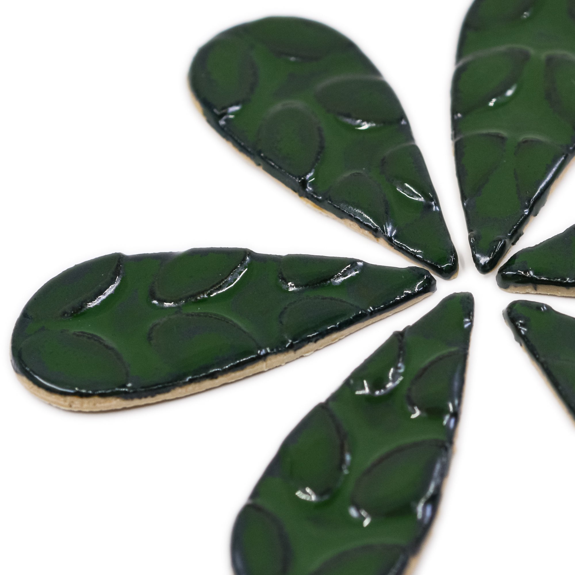 Dark Green 48mm Tear Drops - Handmade Ceramic tiles
