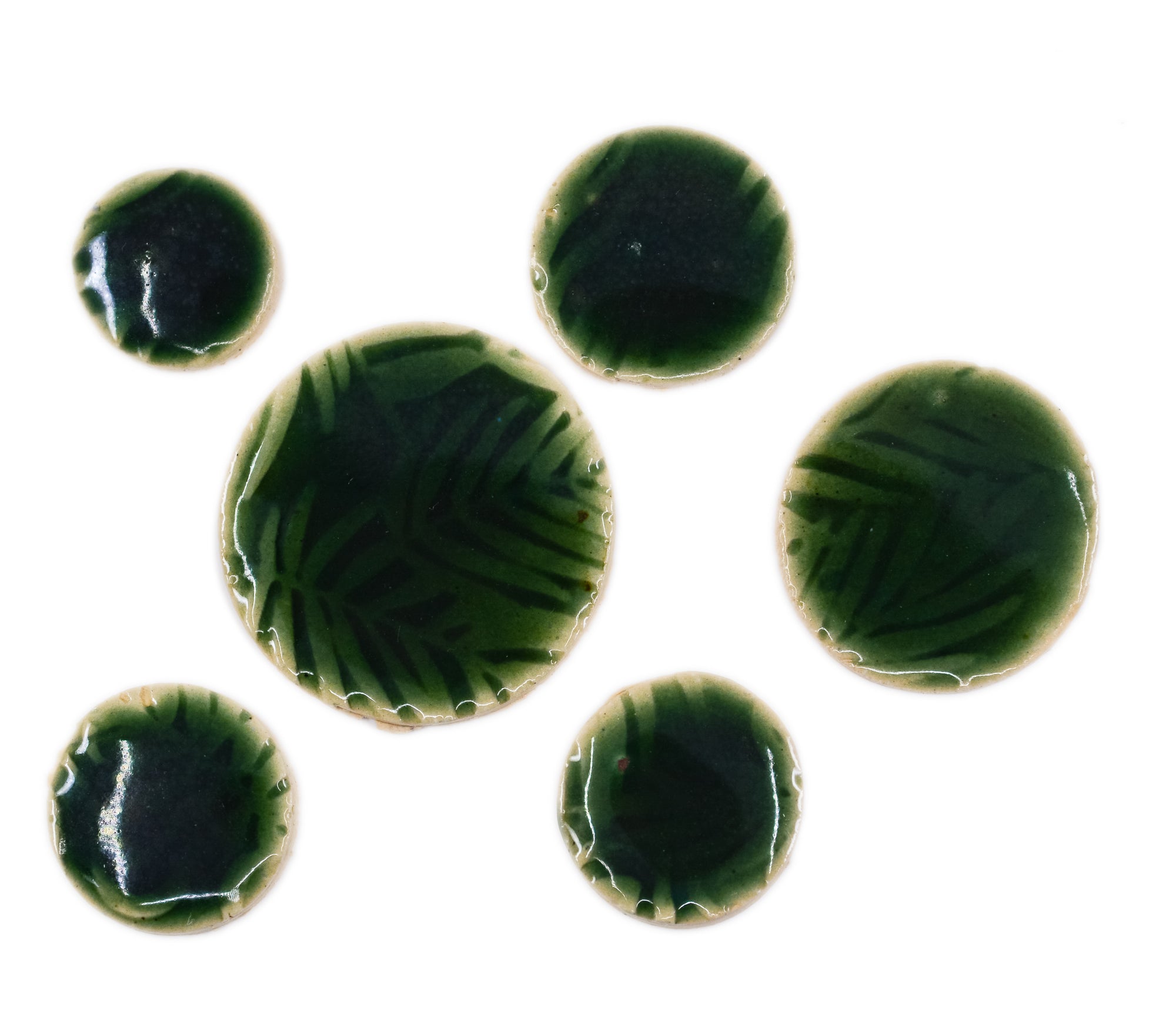 Palm Leaves Circles - Handmade Ceramic tiles