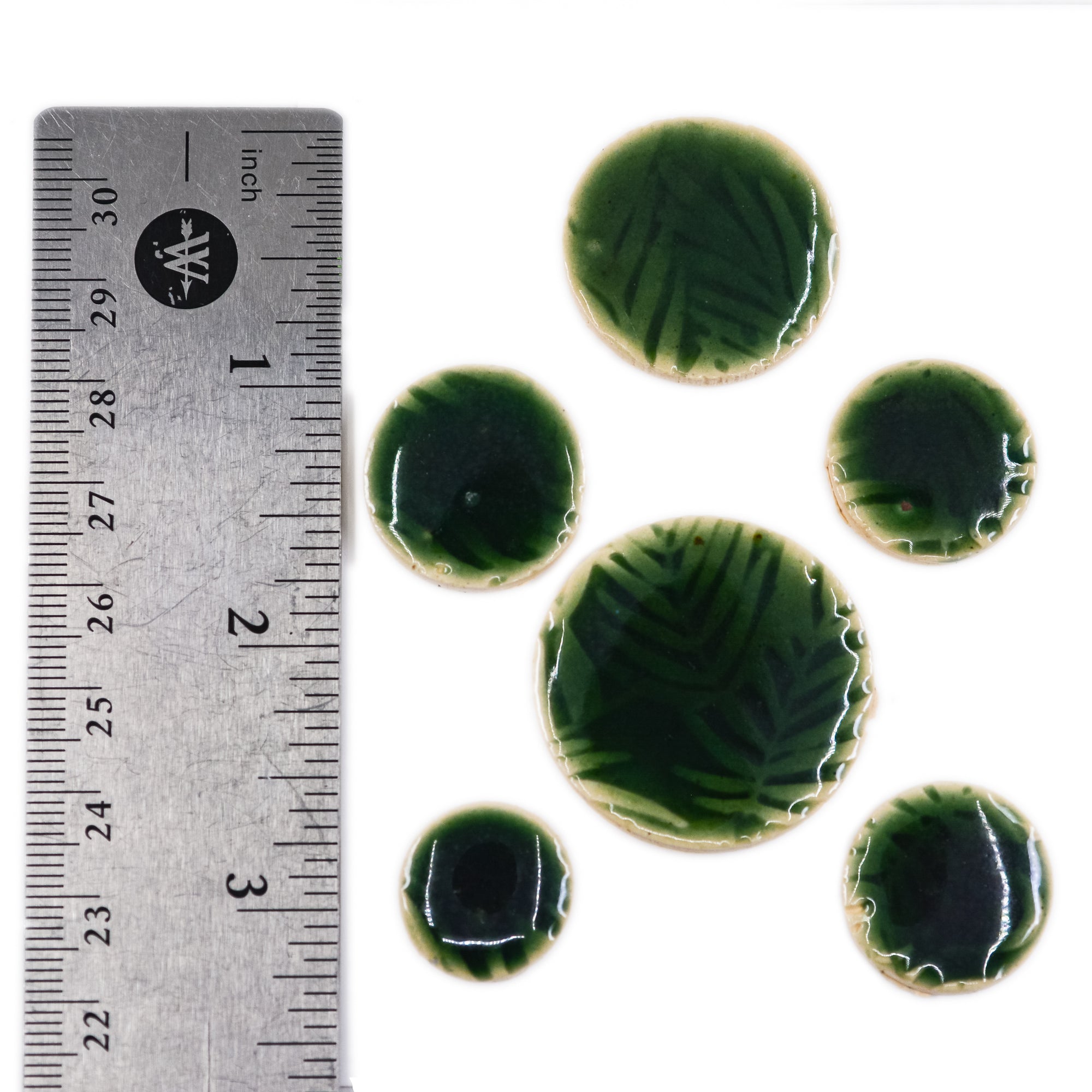 Palm Leaves Circles - Handmade Ceramic tiles