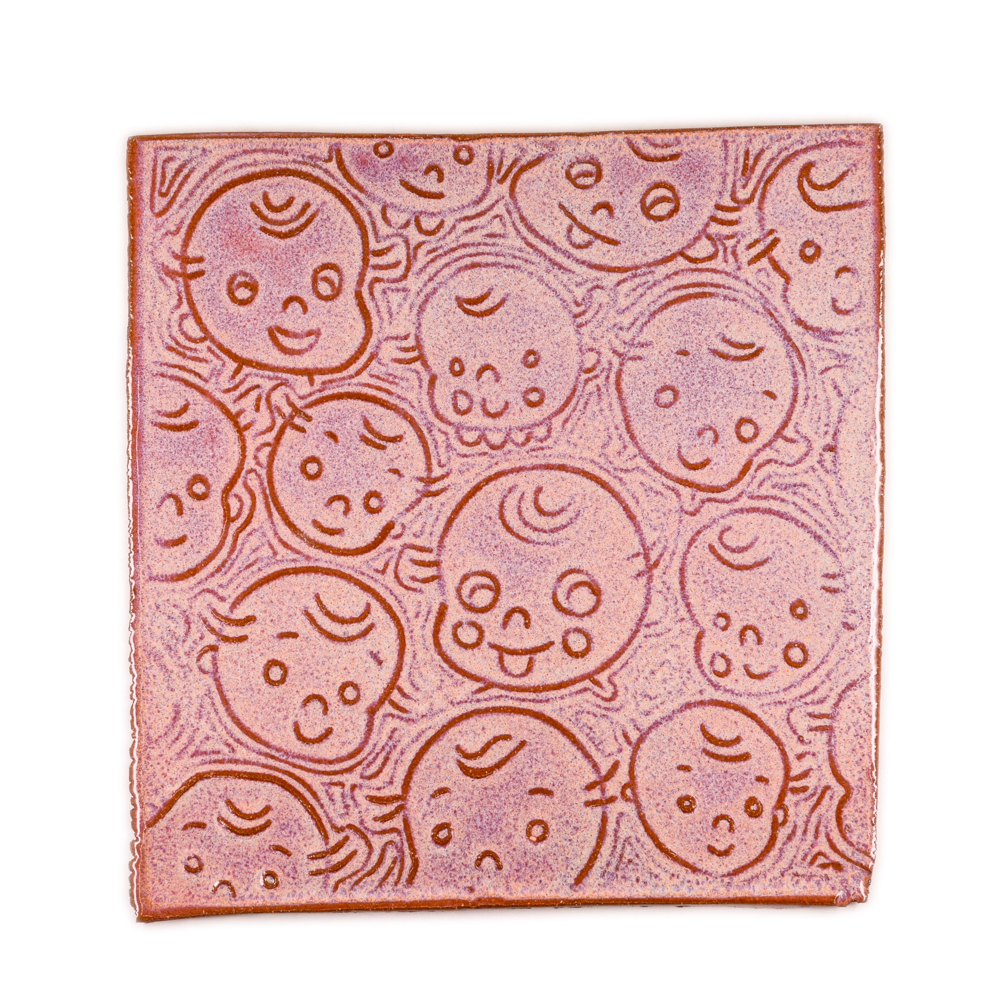 Pink Floating Baby Heads - Handmade Ceramic tiles