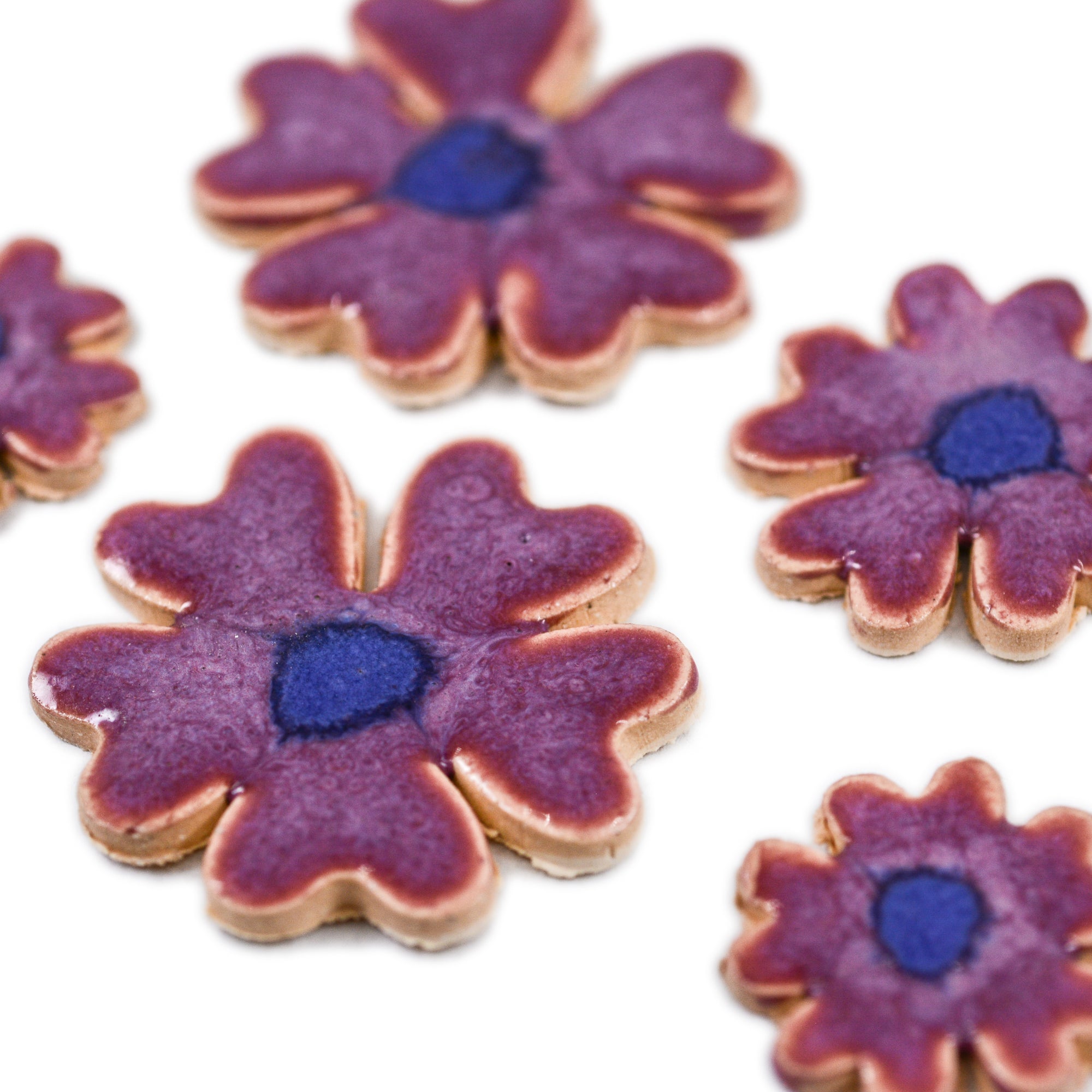 Magenta Flowers - Handmade Ceramic tiles