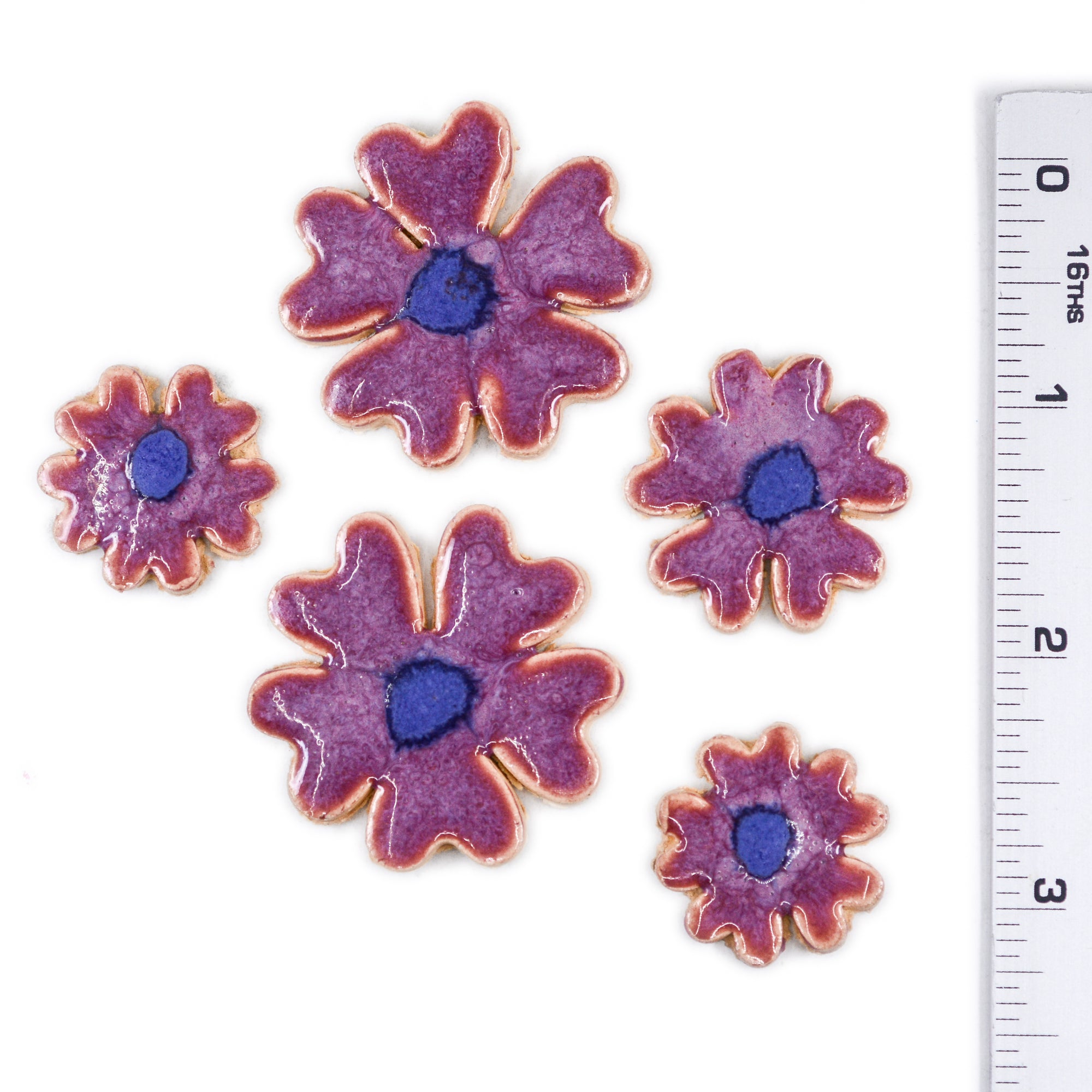 Magenta Flowers - Handmade Ceramic tiles