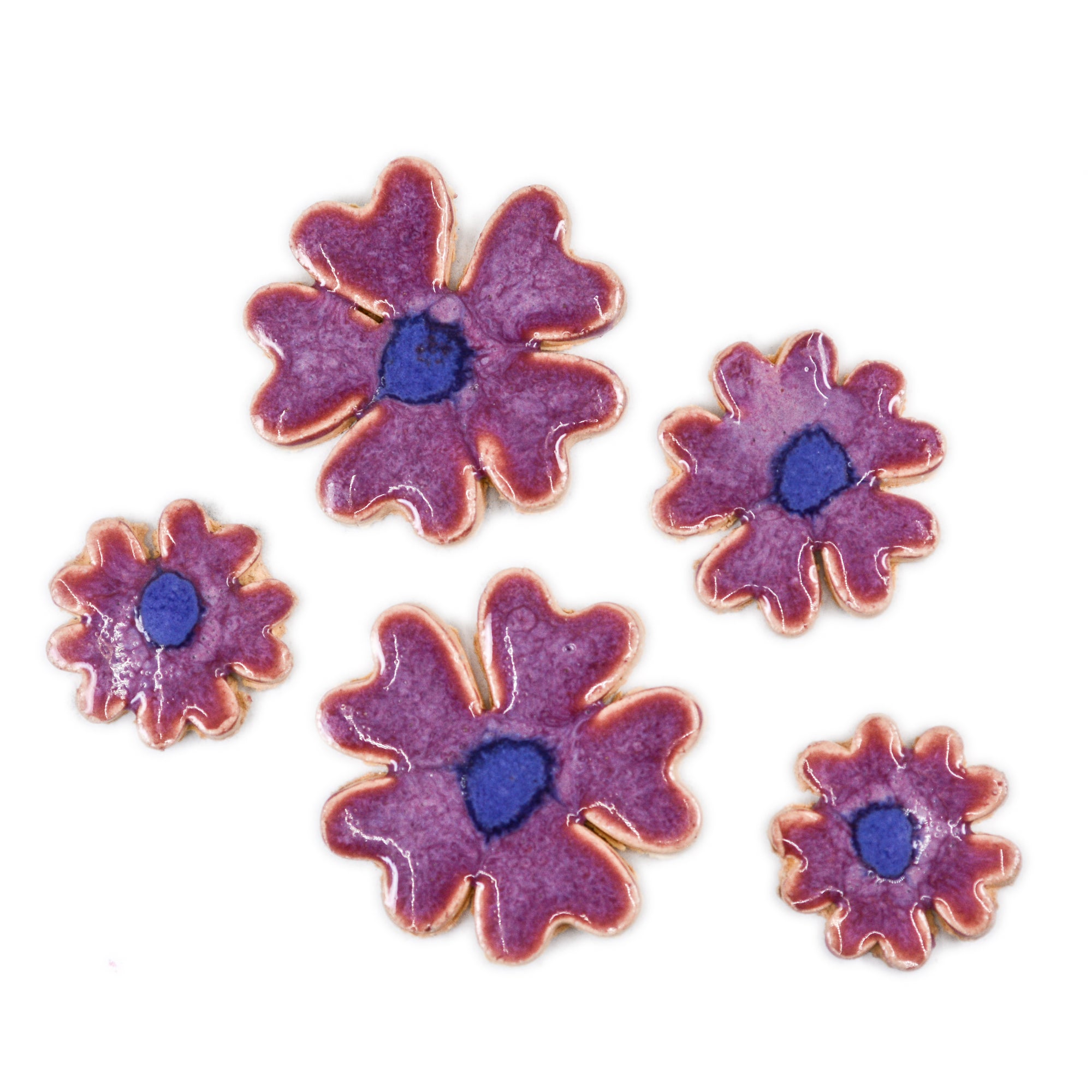 Magenta Flowers - Handmade Ceramic tiles