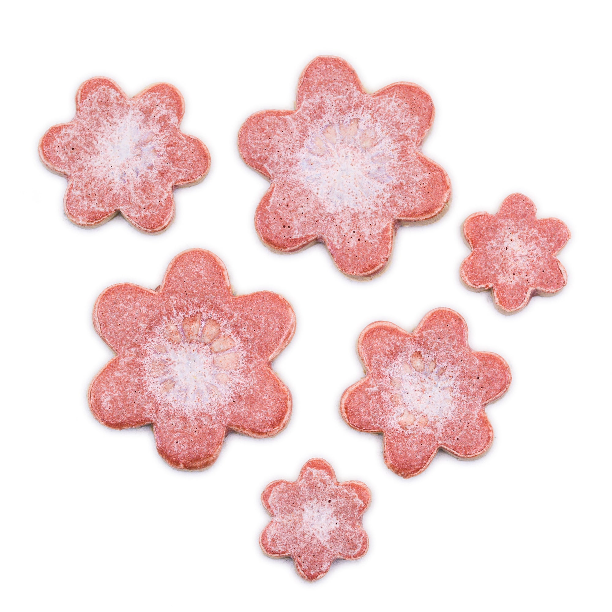 Pink Flowers - Handmade Ceramic tiles