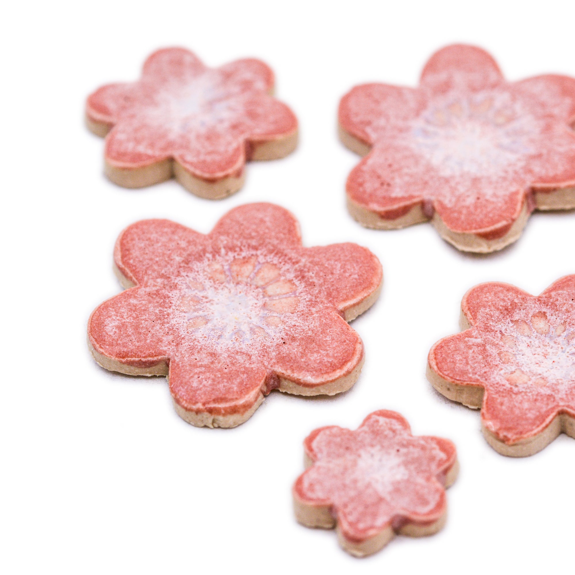 Pink Flowers - Handmade Ceramic tiles