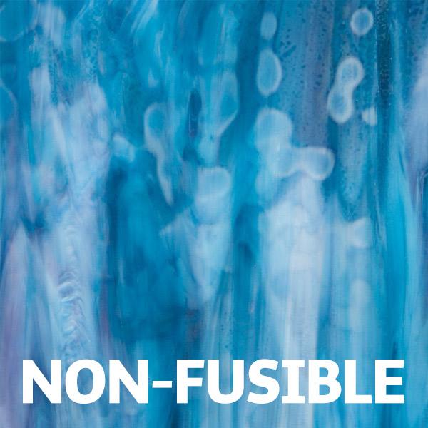 White Opalescent, Turquoise Transparent, Gold Purple Transparent Mottle